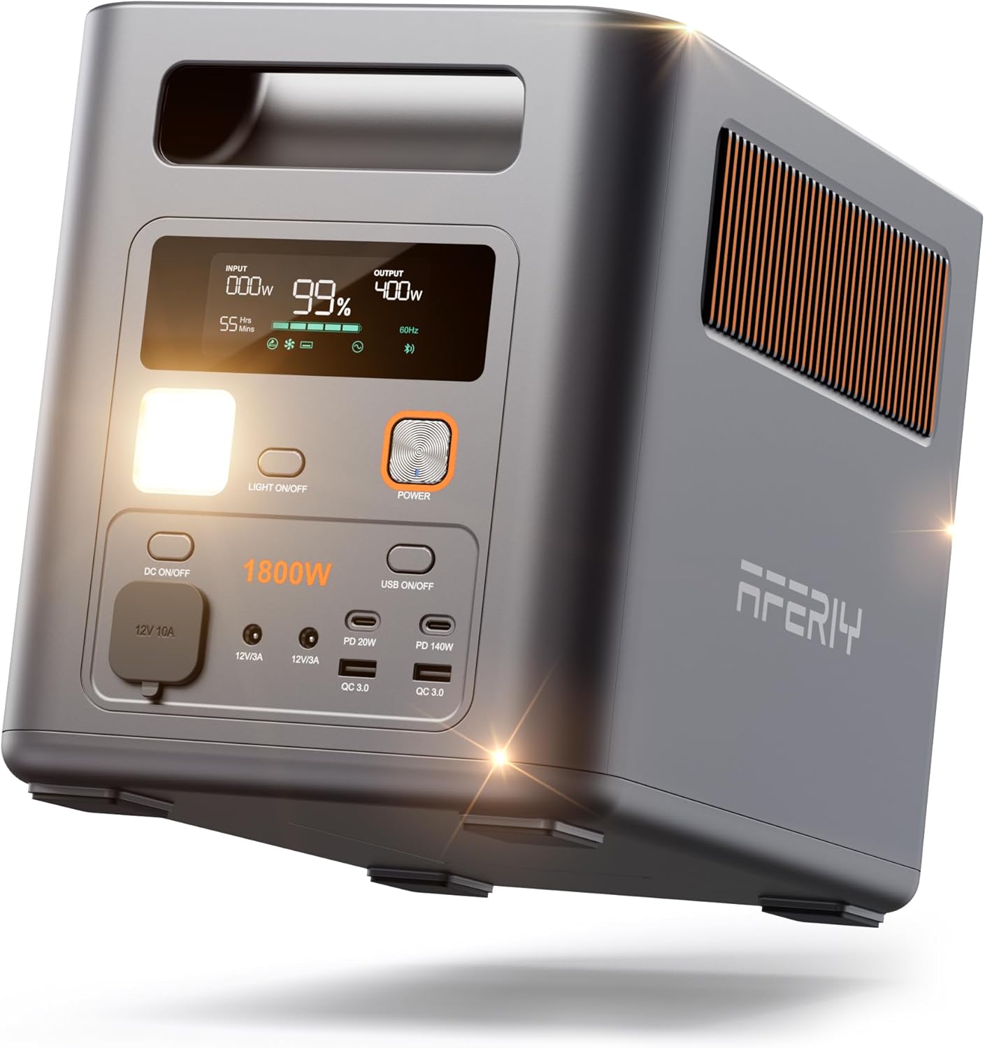 AFERIY 1800 W tragbares Kraftwerk, 1024 Wh, erweiterbar auf 5120 Wh LiFePO4-Solargenerator & 1 Stunde Schnellladung,