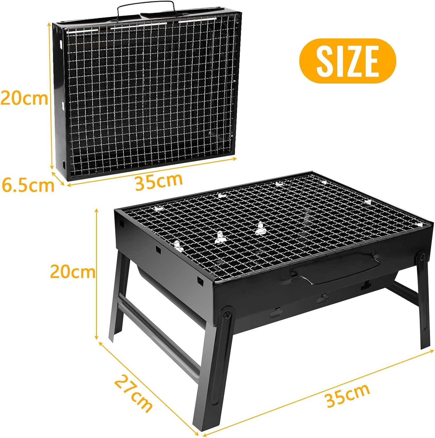 Auauraintt Kompakter Mini-BBQ-Grill – Holzkohle, tragbar und faltbar, Tischgrill, Campinggrill, Picknick-Grill, für Picknick, Garten, Terrasse, Camping, Reisen – Bild 2