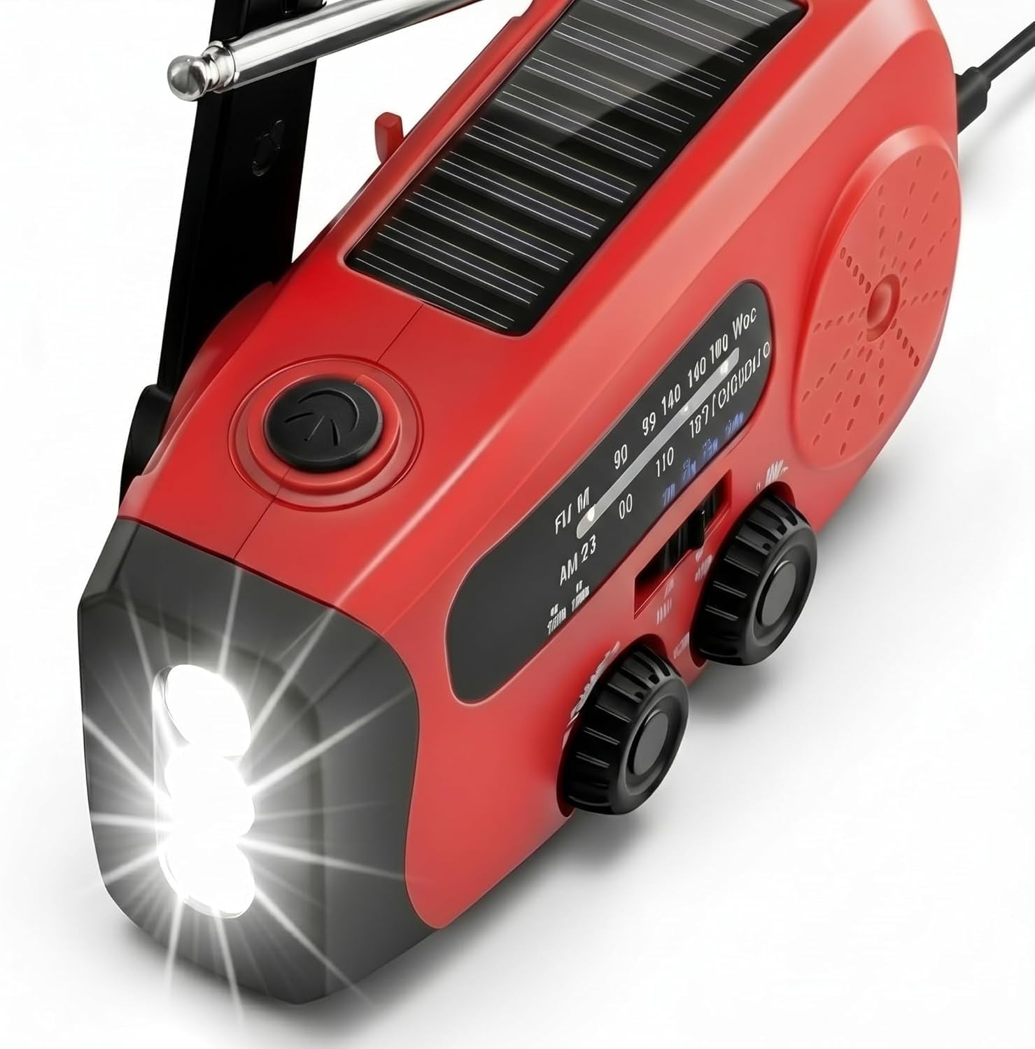 Notfallradio mit Solar & Kurbel, 3 x LED-Taschenlampe, 2000 mAh Powerbank, AM/FM/Wetter, USB-C, SOS-Alarm – Tragbares Survival-Set für Camping, Outdoor, Stromausfall