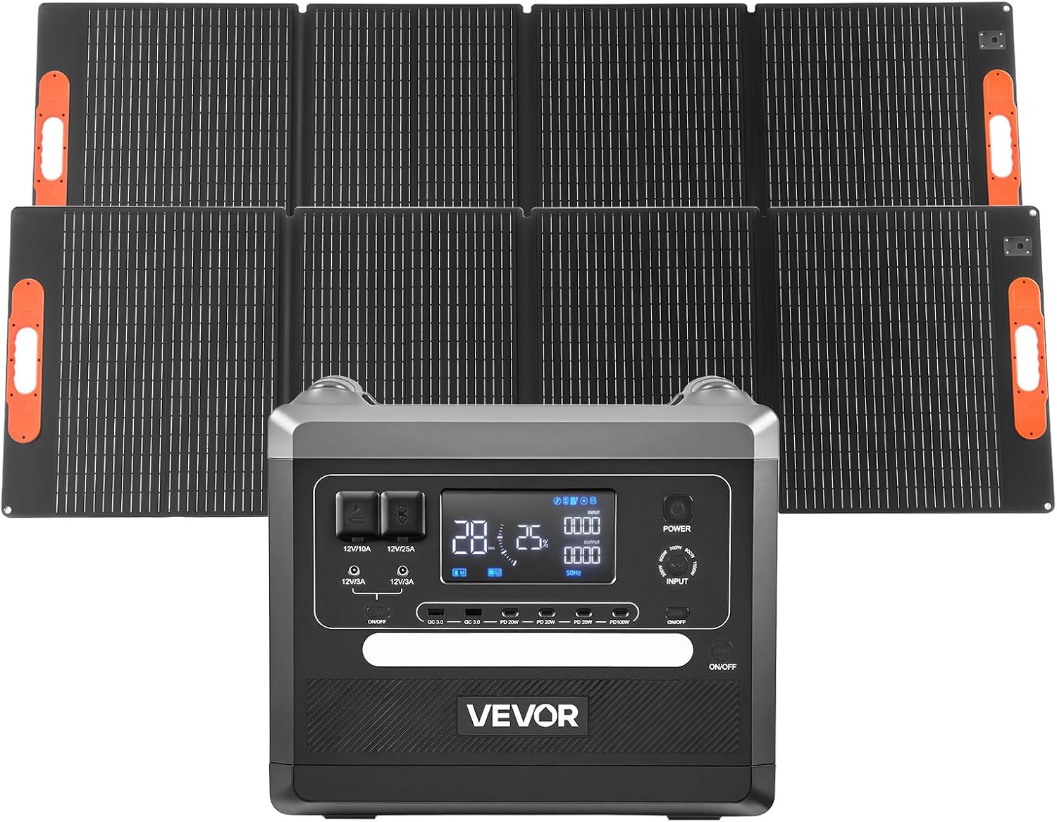 VEVOR Tragbares Kraftwerk, 2400-W-Solargenerator mit 2 faltbaren 200-W-Solarmodulen, erweiterbarer 2160-Wh-LiFePO4-Akku mit 10 Ausgängen für Notstromversorgung zu Hause, beim Camping und im Wohnmobil – Bild 9
