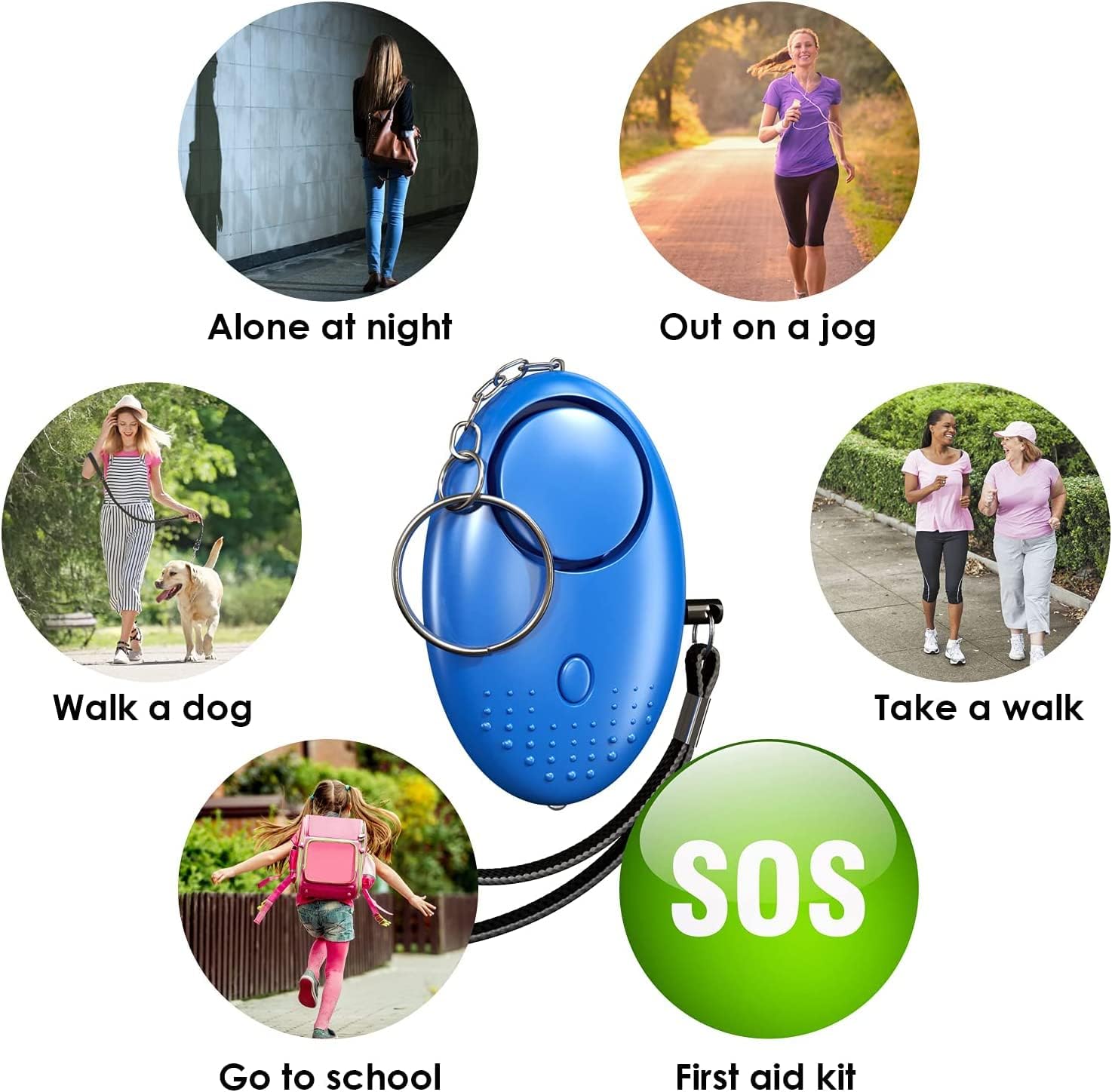 Persönlicher Notfallalarm (5 Stück) Qoosea Scream Safesound Alarm 140 dB LED-Taschenlampe für Kinder/Frauen/Senioren/Studenten, Selbstverteidigungsschutz gesichert – Bild 2