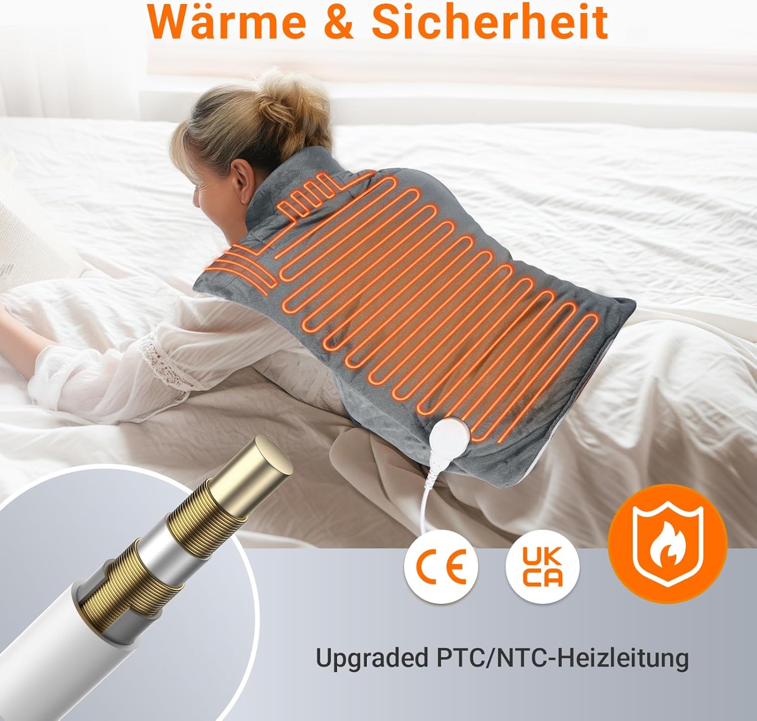 Comfytemp gewichtetes Heizkissen für Rücken, Schulter, Nacken, mit 9 Wärmestufen, 0,5–9 Stunden, automatische Abschaltung, 1,1 kg, Rückenwärmer, Nackenwärmer, Wärmekissen, Geschenke für Mütter, Frauen, Mama, Papa – Bild 5