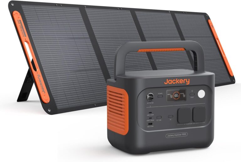 Jackery Powerstation 1000 v2 mit 200 W Solarpanel, 1070 Wh LiFePO4 Solargenerator, 1500 W AC/100 W USB-C Ausgang, 1 Stunde Schnellladung für Camping, Wohnmobil, Notfall