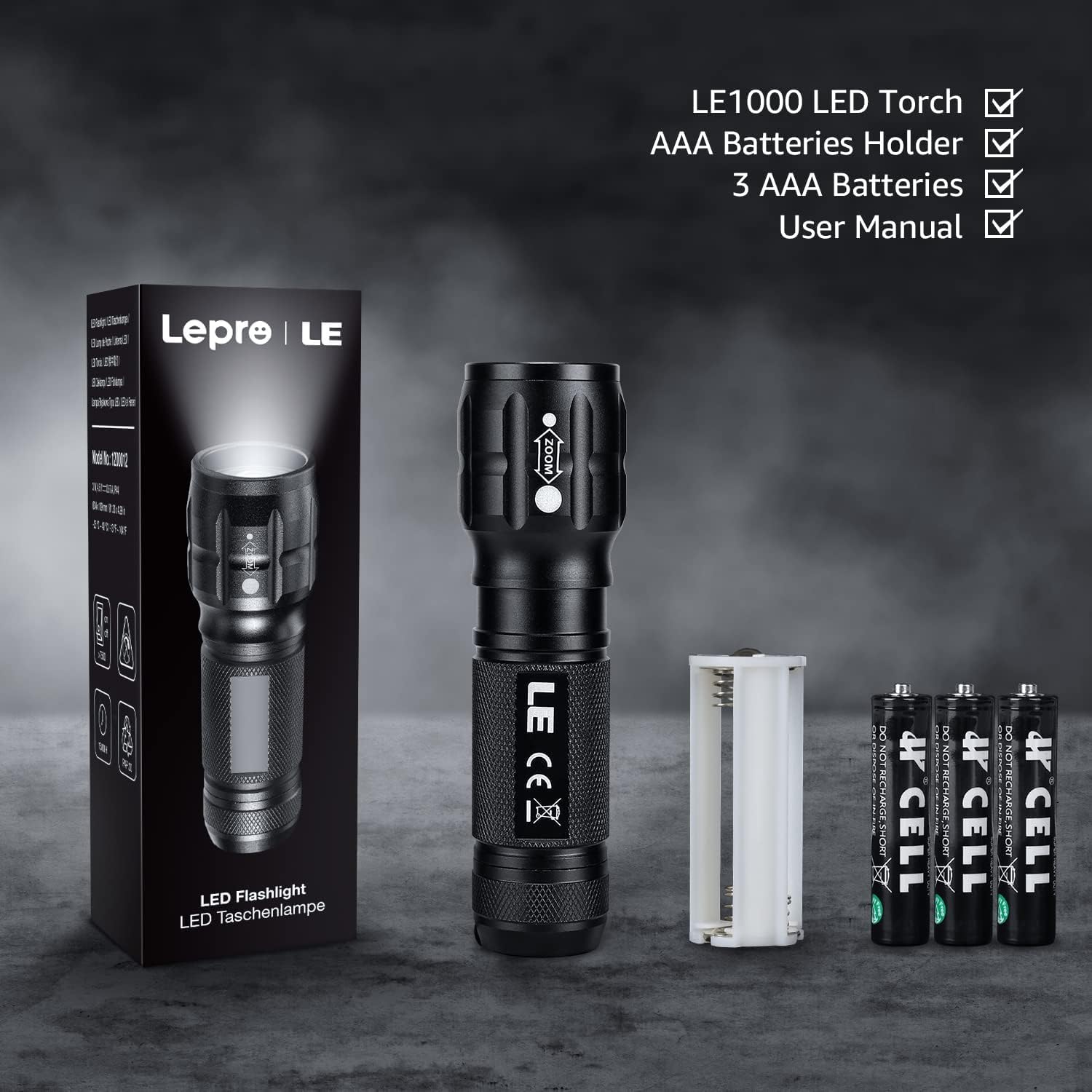 LE LED Taschenlampe klein, LE1000 Extrem helle zoombare Mini-Taschenlampen batteriebetrieben für Kinder, tragbare, wasserdichte Taschenlampe, Taschenlampe für Camping, Outdoor, Wandern, Notfälle – Bild 7
