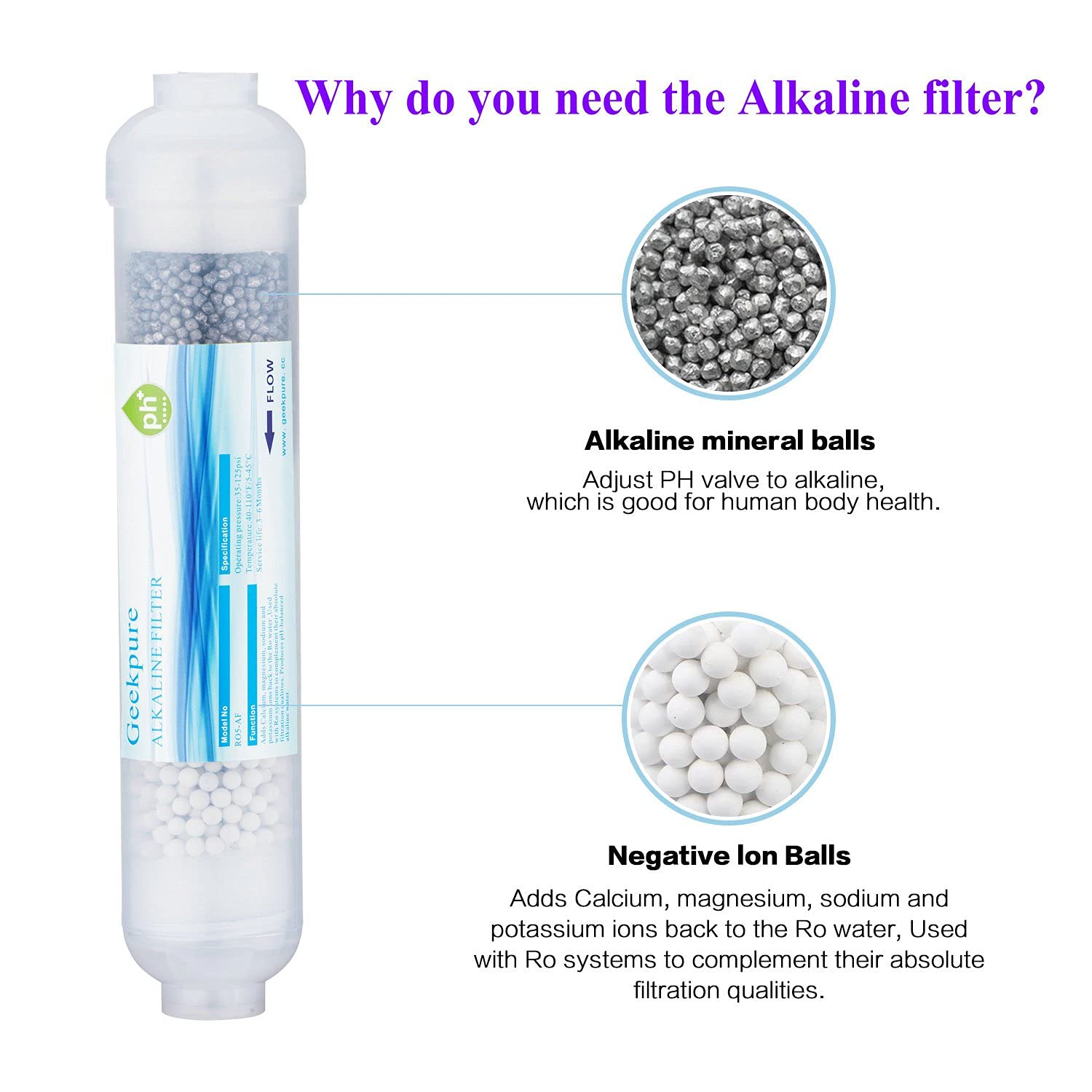 Geekpure 6-stufiges Umkehrosmose-Trinkwasserfiltersystem mit alkalischem pH + Remineralisierungsfilter -75GPD – Bild 5