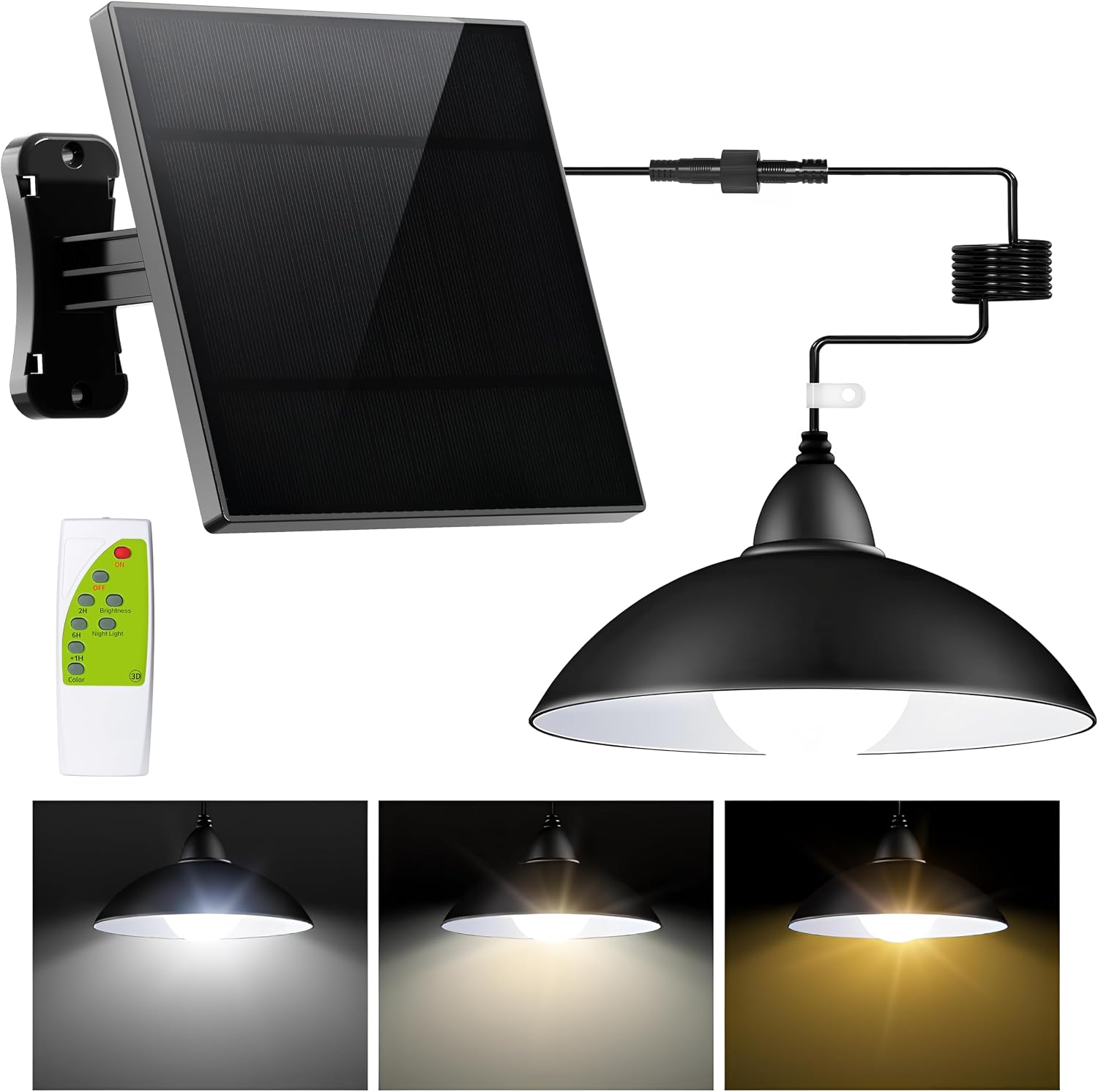 INTELAMP Solarleuchten zum Aufhängen im Innenbereich, LED-Solar-Hängeleuchten mit Fernbedienung, wasserdichte Solarleuchten, Pendelleuchte für Zelte, Pavillons, Lagerhäuser, Hühnerställe mit 5 m Kabel – Bild 9
