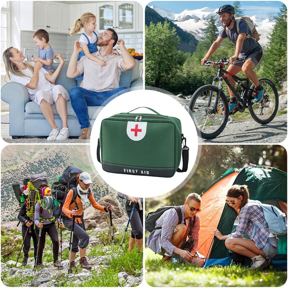 Reise-Apothekentasche, 13 l, XL-Erste-Hilfe-Tasche, leer, mit Griff/Umhängegurt, wasserdicht, für Zuhause, Schule, Auto, Reisen, Camping, Wandern (grün) – Bild 6