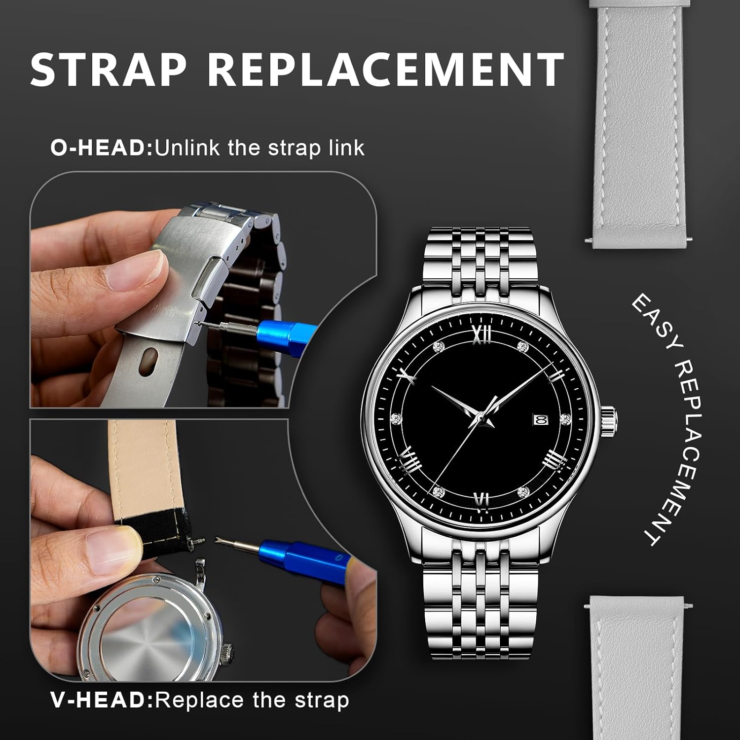 Jorest 【Neu 2025】 Uhrenwerkzeuge Set, Uhr Batteriewechsel, Uhrenarmband Kürzen Werkzeug, Uhren Reparatur, Uhrmacherwerkzeug mit Stiftausdruck, Uhrenoffner öffner, Schraubendreh – Bild 7