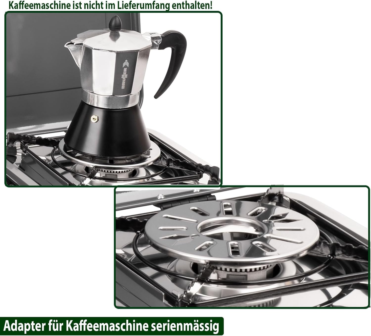 BRUNNER: Powerkook 2-in-1 Tisch-Campingkocher 2-flammiger Edelstahl-Gasgrill & Gaskocher 50 mbar mit Grillplatten mit Gasregler + Gasschlauch – Bild 5