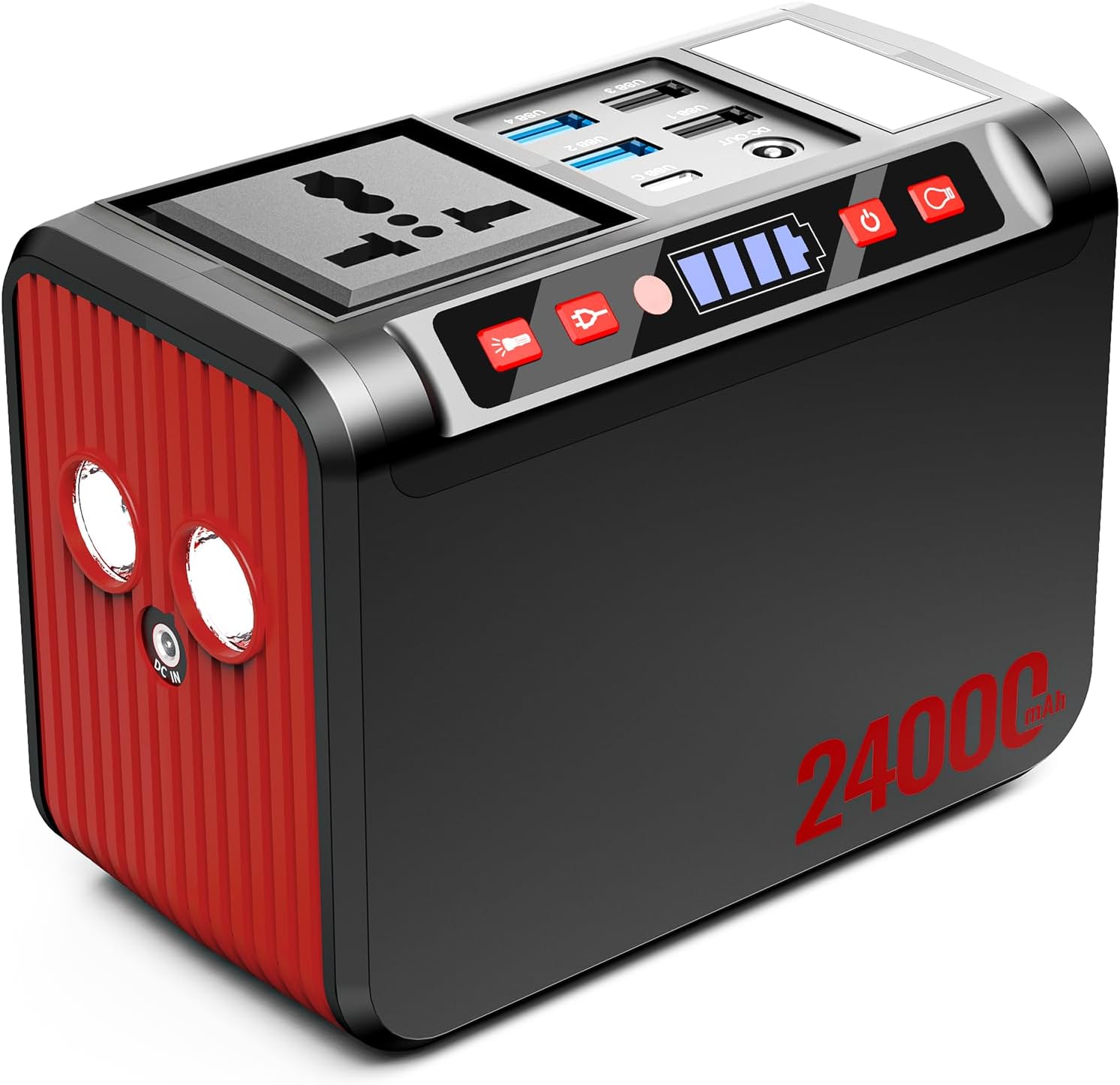 88 Wh tragbares Kraftwerk, 80 W Powerbank-Akku mit 230 V AC-Steckdose und LED-Taschenlampe, kleiner Generator für Stromausfälle, Camping, Notfälle, Wandern, Reisen