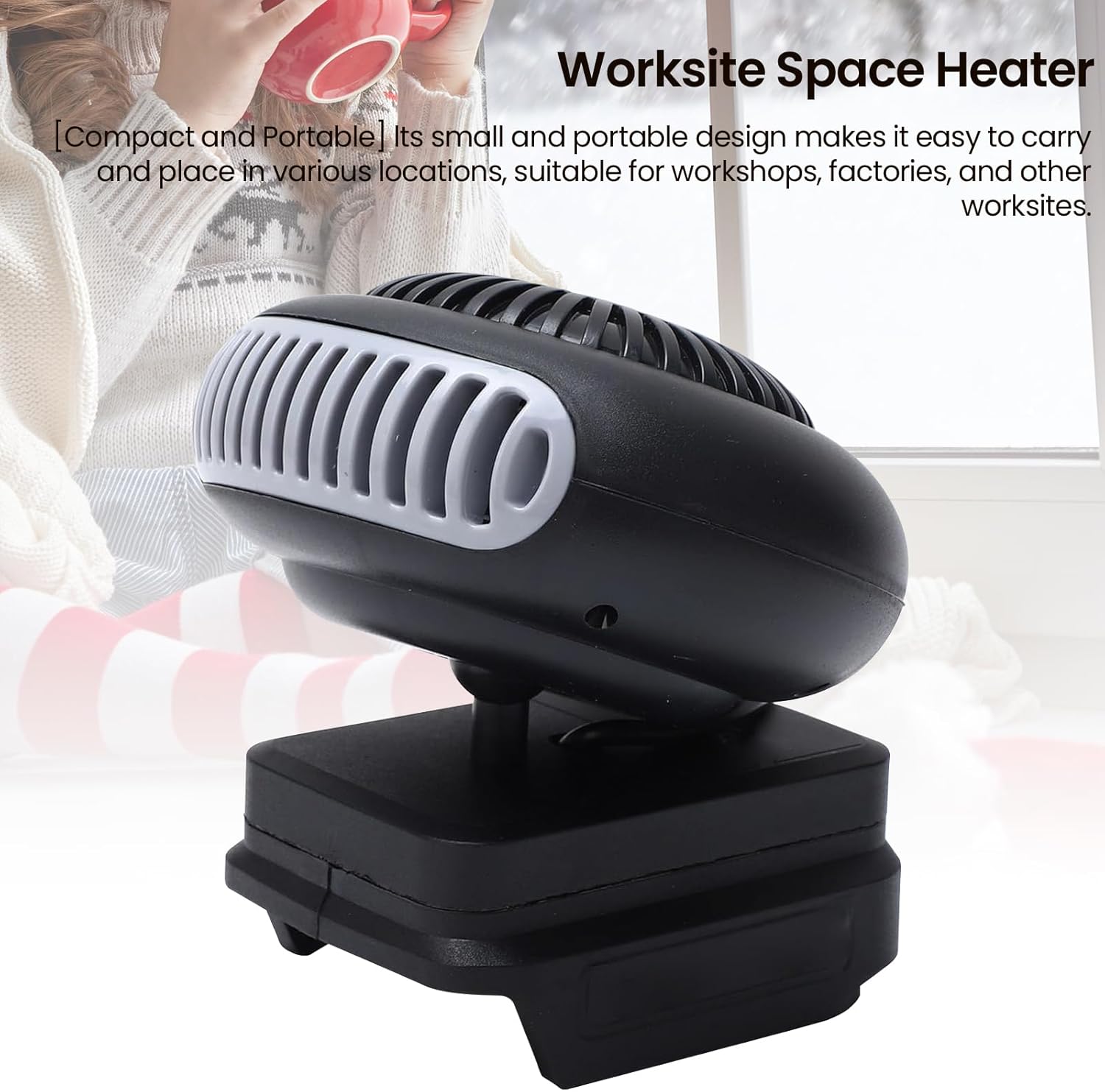 Autoheizung mit Akku, Mini-Zusatzheizung, Akku-Heizlüfter mit 2 Stufen (30-80°C), Kippschutz und USB-Anschluss, Schnellheizung, Enteiser, Autoscheibenheizung (2000 mAh Akku x 2) – Bild 3