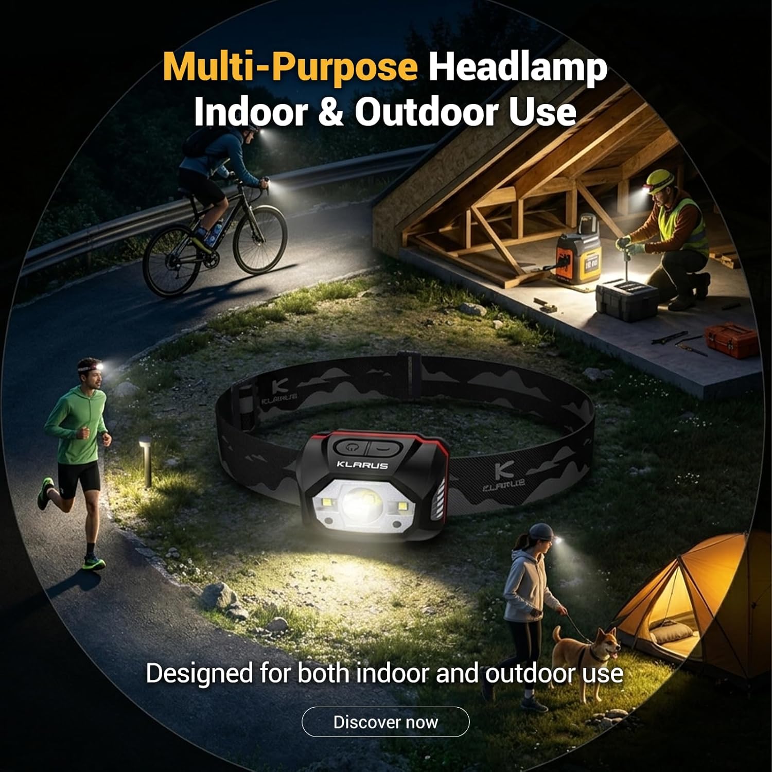 Klarus HM1 440 Lumen wiederaufladbare Stirnlampe mit Gestensensor, 5 Modi, 70 Stunden Laufzeit, IPX6 wasserdichter LED-Scheinwerfer zum Laufen, Camping, Wandern, Jagen – Bild 8
