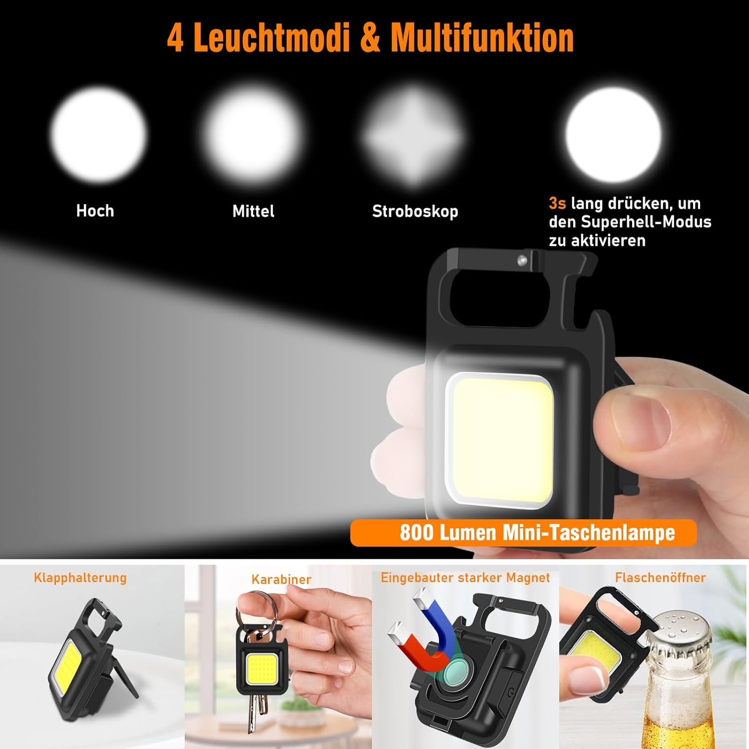 Shadowhawk XHM77.2 LED-Taschenlampe, wiederaufladbar, extrem hell, 500.000 Lumen, Taschenlampen, batteriebetrieben, USB, taktische Taschenlampe, starke wasserdichte Taschenlampe für Outdoor-Notfälle, Camping – Bild 4