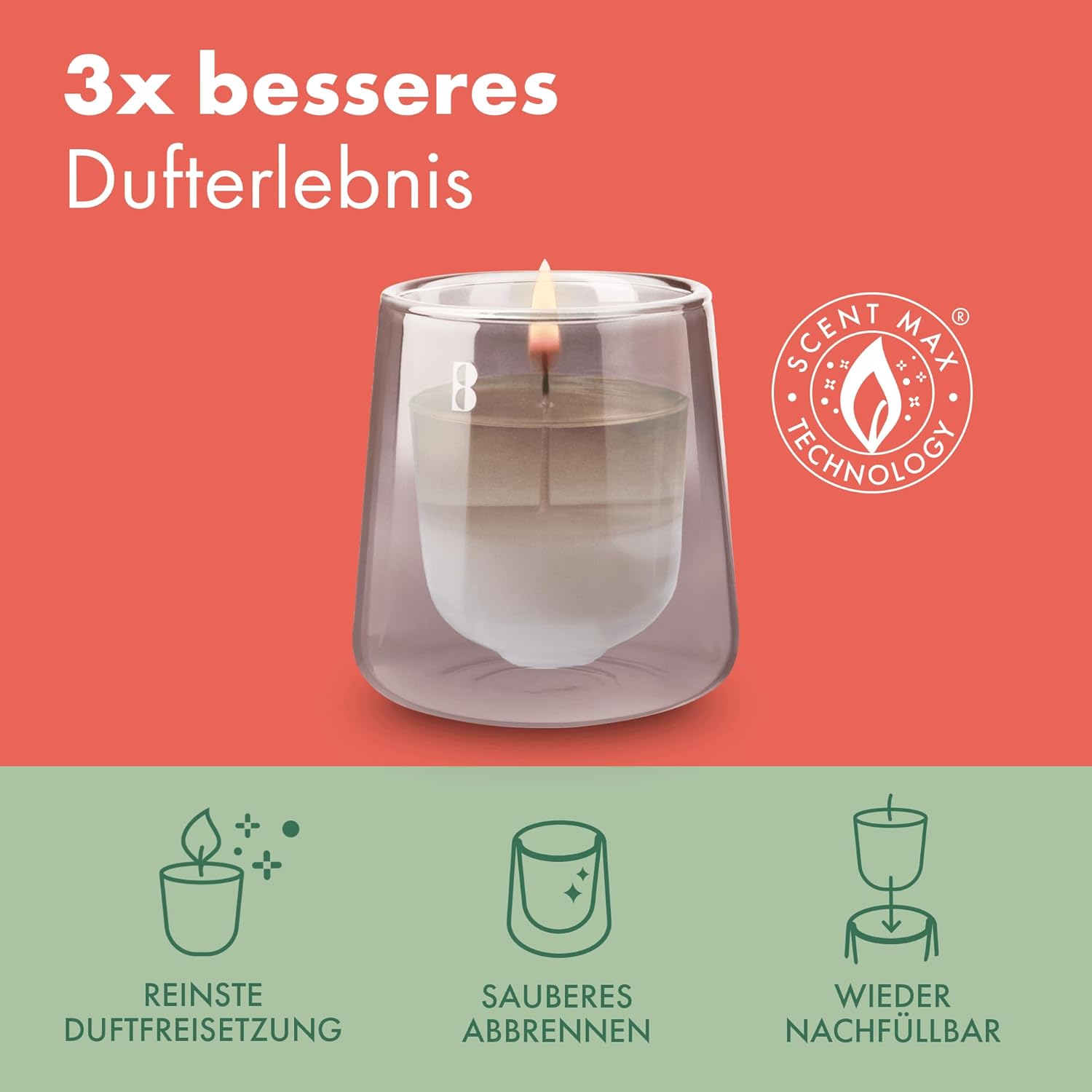 Bolsius - CleanLight Starterset - Nachfüllbare Duftkerze - Halter & 9 Nachfüller - Mehrere Düfte - Grün - Brenndauer 20 Stunden - Enthält natürliches Pflanzenwachs - Nachhaltiges Konzept – Bild 7