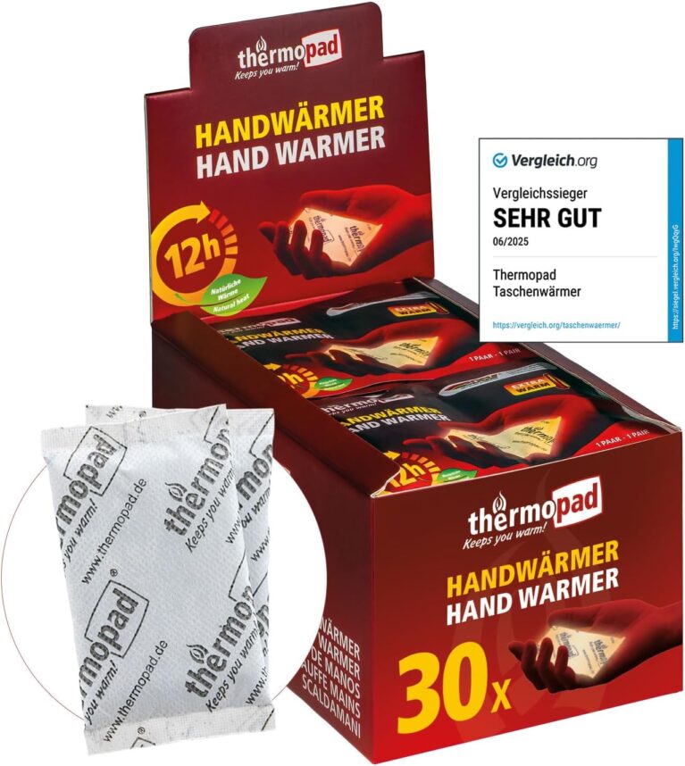 THERMOPAD Handwärmer – Das Original: 5, 10 oder 30 Paar Wärmekissen für 12 Stunden Wärme I Gebrauchsfertige Taschenwärmer I Extra warmes Wärmekissen – Ideal für Outdoor-Aktivitäten und Handschuhe