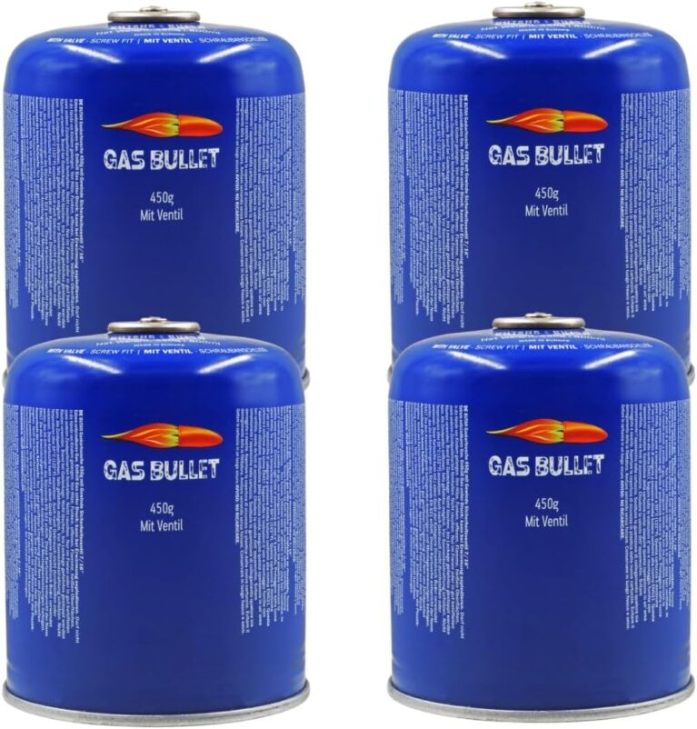 Schraubkartusche 450g, geeignet für Gaskocher, Gasgrills (speziell für Weber) und alle Geräte mit 7/16 Zoll Gewinde, ideal für Camping/Outdoor/Notfälle (4 Kartuschen)