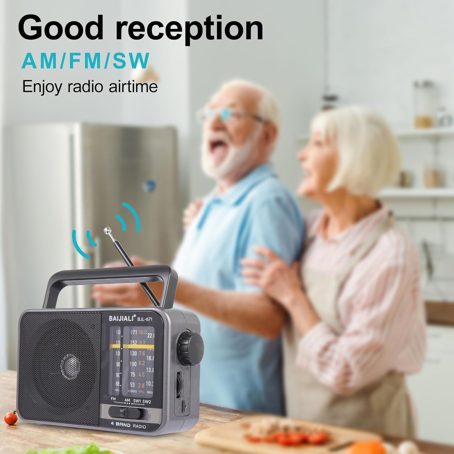 Tragbares FM/AM-Radio mit Lautsprecher, Transistorradio (batteriebetrieben oder USB) für drinnen, draußen und Notfälle (BJL-671) – Bild 6