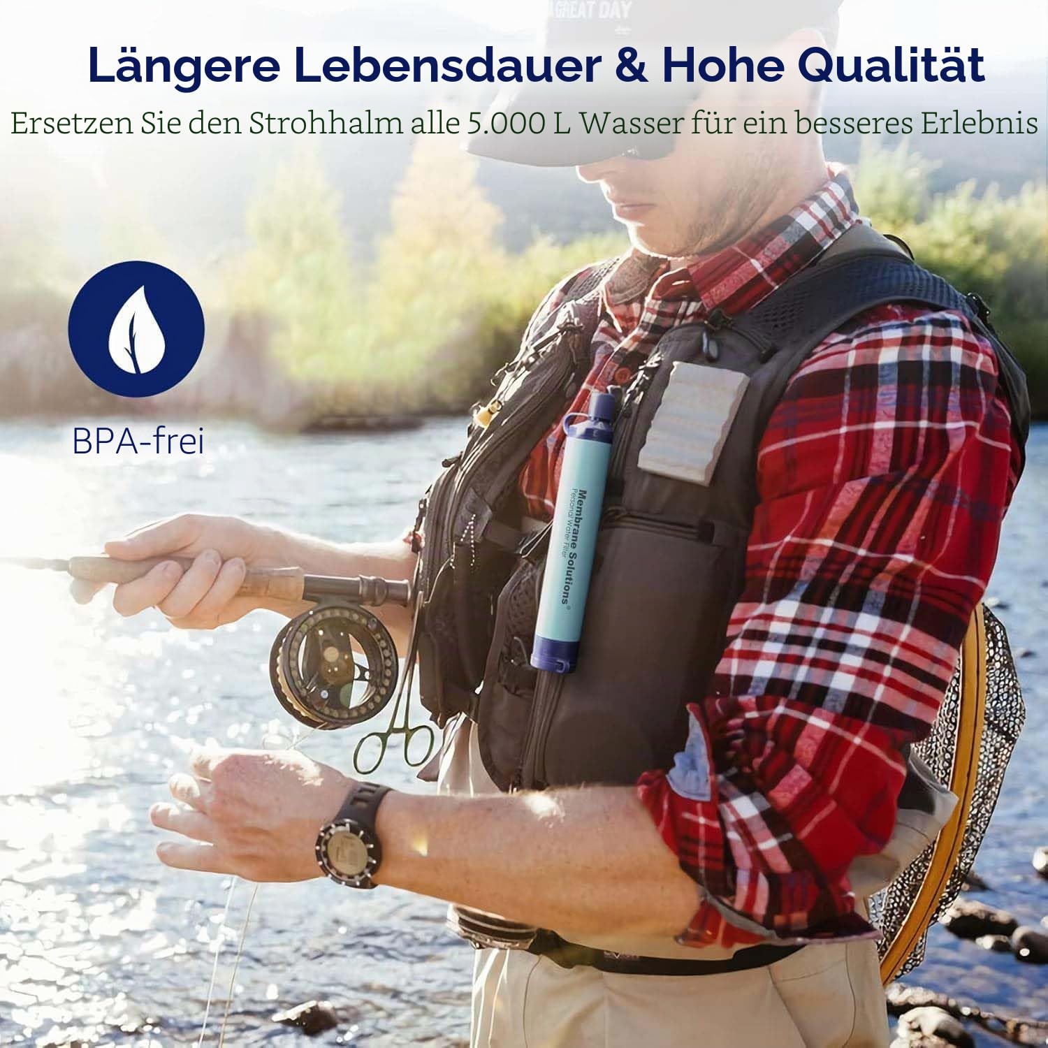 Membrane Solutions Tragbarer Stroh-Wasserfilter und Überlebensausrüstung für Wandern, Camping, Reisen und Notfall, blau, 4er-Pack – Bild 7