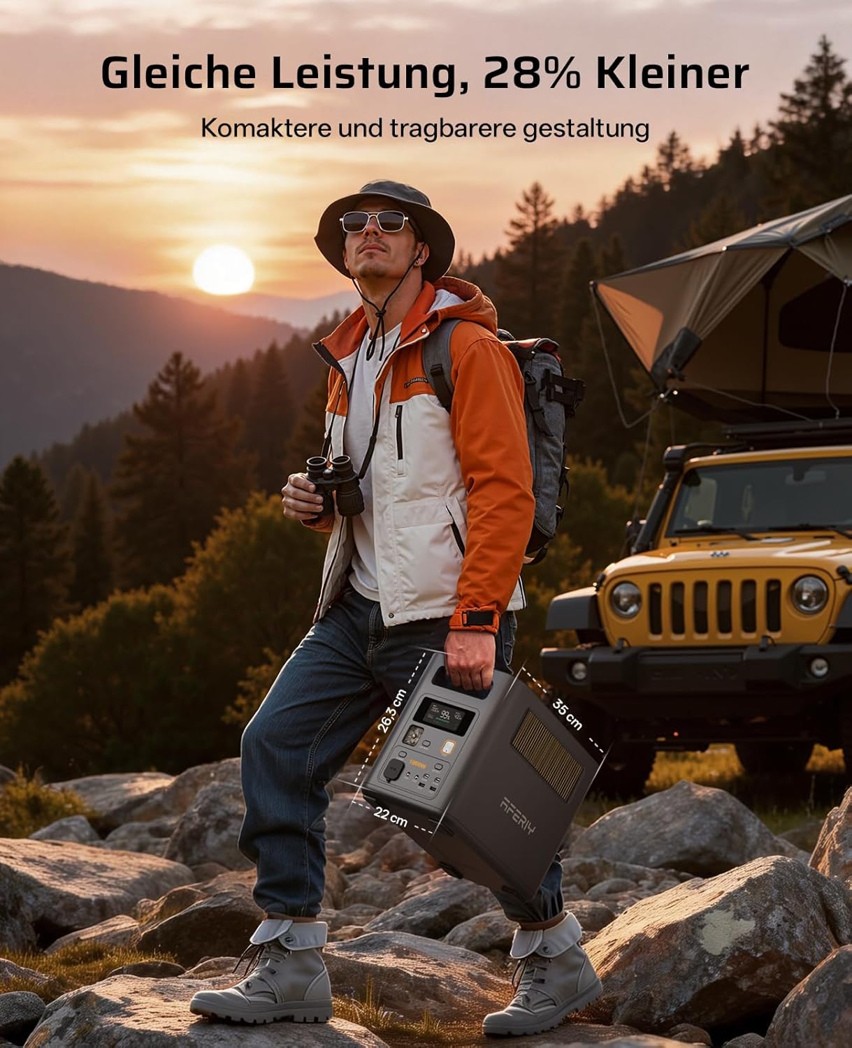 AFERIY 1800 W tragbares Kraftwerk, 1024 Wh, erweiterbar auf 5120 Wh LiFePO4-Solargenerator & 1 Stunde Schnellladung, – Bild 2