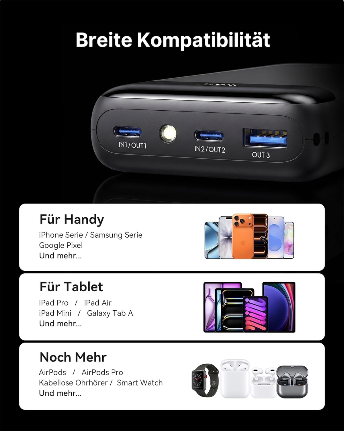 INIU Power Bank, ultrakleine 20000 mAh 22,5 W Schnelllade-Powerbank, USB-C Ein- und Ausgang, externe Handy-Akkus, kleiner, aber starker Akku zum Aufladen von Telefonen, iPad, Reisen und Camping – Bild 6