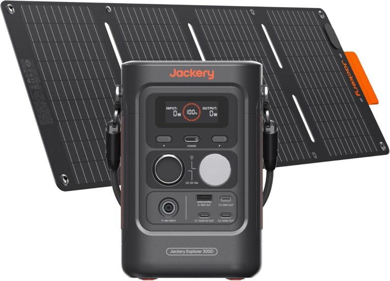 Jackery Explorer 300D Tragbares Kraftwerk mit 40-W-Solarpanel | 288 Wh LFP-Akku, 300 W Gleichstromleistung, ultraleicht und kompakt, für Camping, Outdoor, Zuhause, Wohnmobil