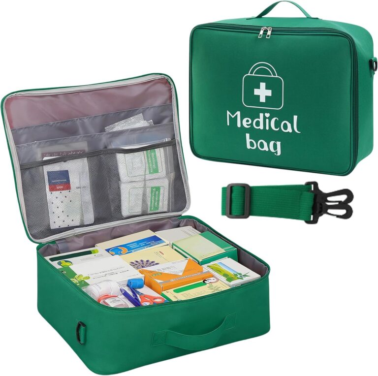 Reise-Apothekentasche, 18 l, XXL-Erste-Hilfe-Tasche, leer, mit Henkel/Umhängegurt, wasserdicht, für Zuhause, Schule, Auto, Reisen, Camping, Wandern (grün)