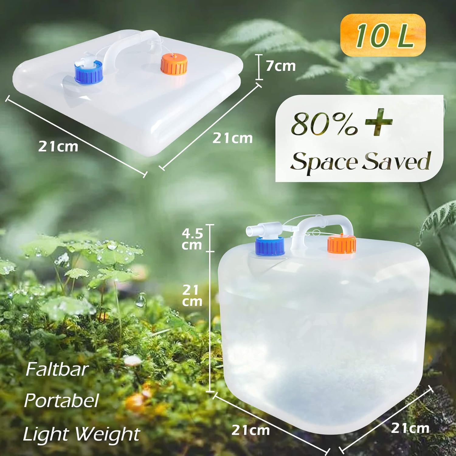 Reinalin faltbarer Wasserkanister, Wassertank mit Wasserhahn, Camping-Trinkwasserkanister, 100 % auslaufsicher, lebensmittelechtes Kanisterwasser – Bild 4