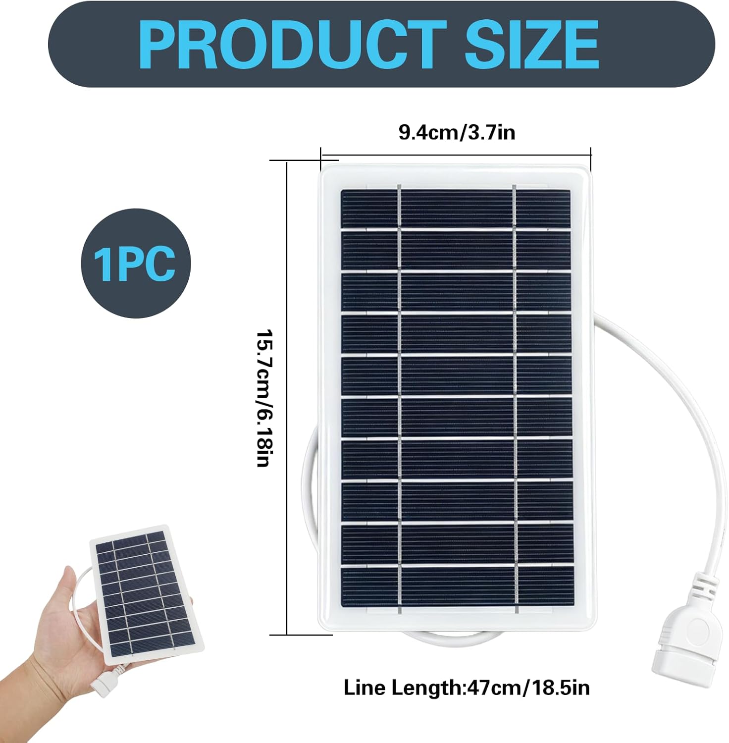 Tragbares Solarpanel 5 W 5 V mit USB-Anschluss – IP65 wasserdichtes Solar-Ladegerät für Handy, Powerbank, Camping, Wandern, Outdoor – Bild 2
