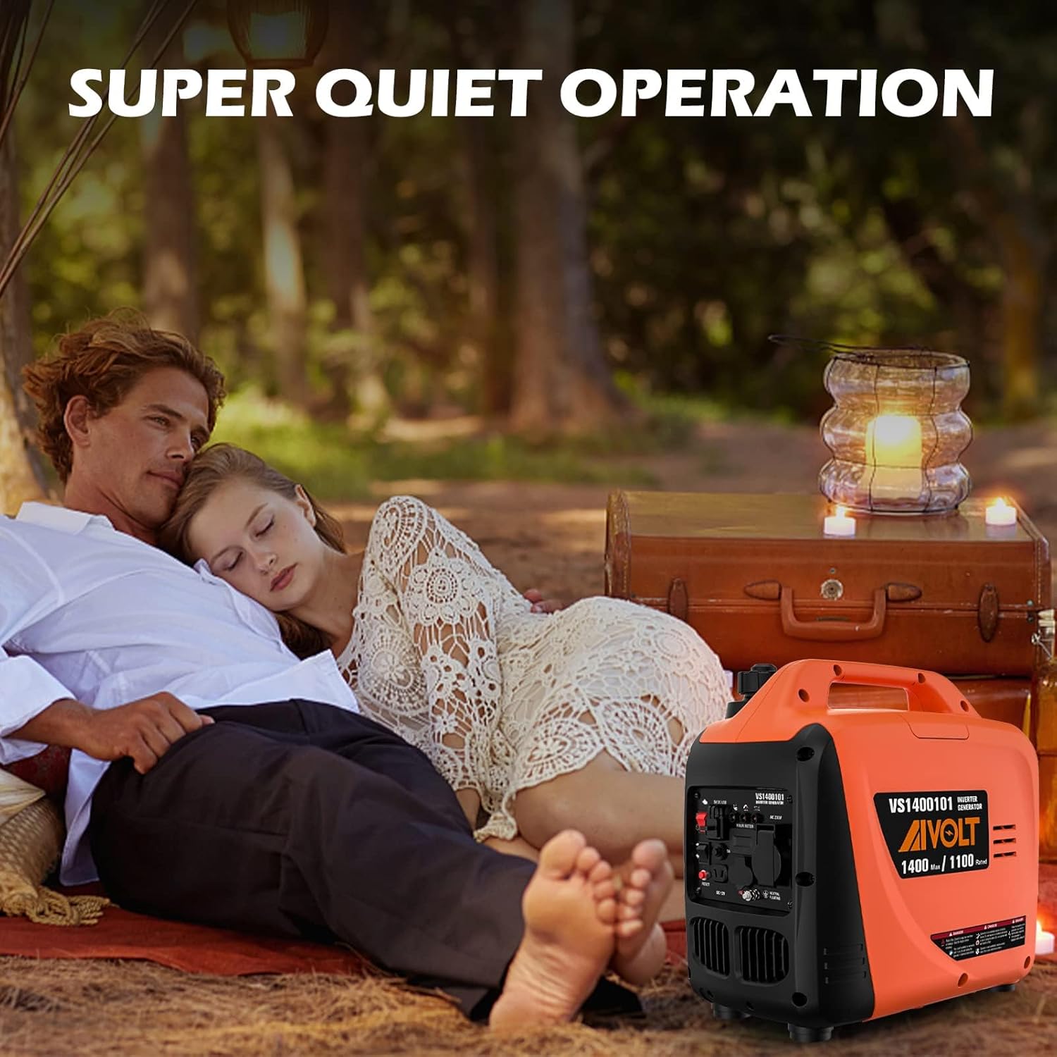 AIVOLT Inverter Stromerzeuger 1400 Watt Stromerzeuger Notstromaggregat Benzin Leise Generator für Camping, Festivals und Heimgebrauch mit 2 USB, 12V DC Steckdosen und 230V Steckdosen – Bild 6