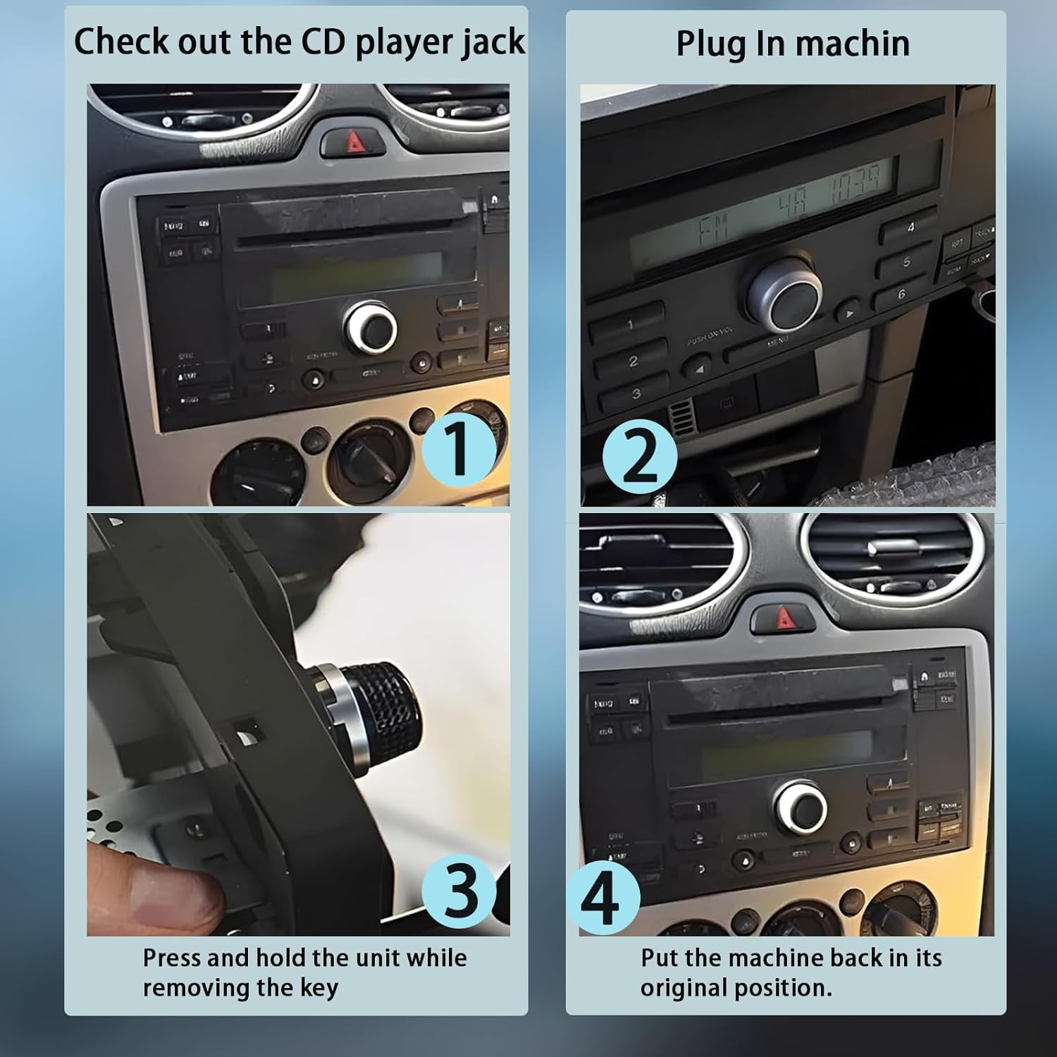 4er-Set Autoradio-Entriegelungswerkzeug, Radio-Entriegelungswerkzeug, kompatibel mit Benz Vw Audi A3 A4 Skoda Golf Entriegelungsschlüssel, Universalwerkzeug zum Entfernen des Autoradios – Bild 6