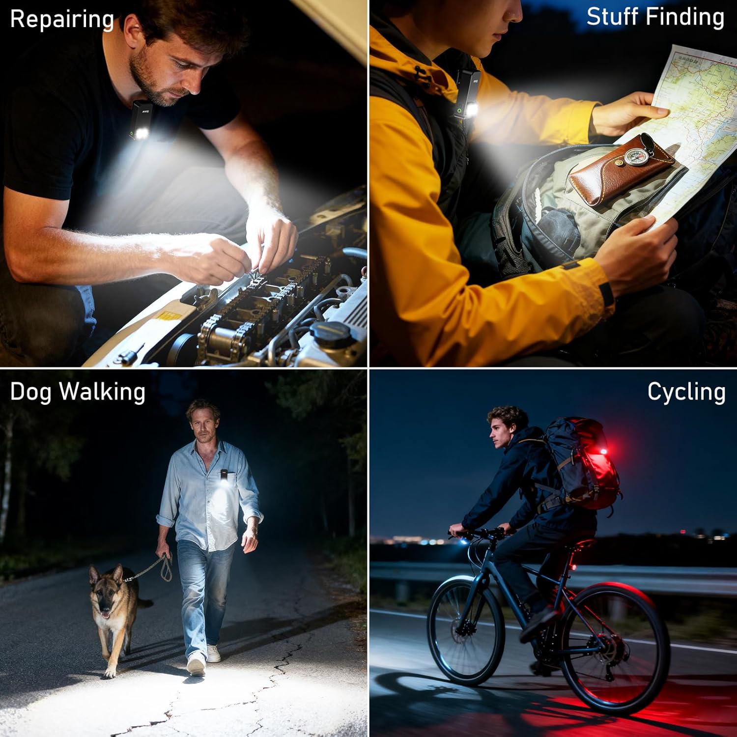 Blukar LED-Taschenlampe, wiederaufladbar, 800 l, Mini-Clip-LED-Taschenlampen mit Flutlicht, Spotlicht und rotem Licht, helle EDC-Taschenlampe mit 5 Lichtmodi, wasserdicht und lange Lebensdauer für Camping, Outdoor, Notfall – Bild 9