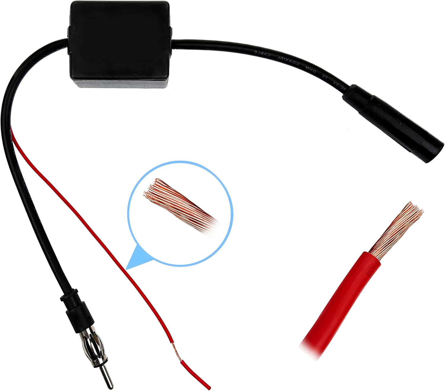 Retoo Autoradio-Antennenverstärker, universeller 12-V-Auto-FM-Signalverstärker mit hoher Verstärkung 16 dB, rauscharm, kompatibel mit DAB, AM LM-Verstärkung mit DIN-Adapter – Bild 8