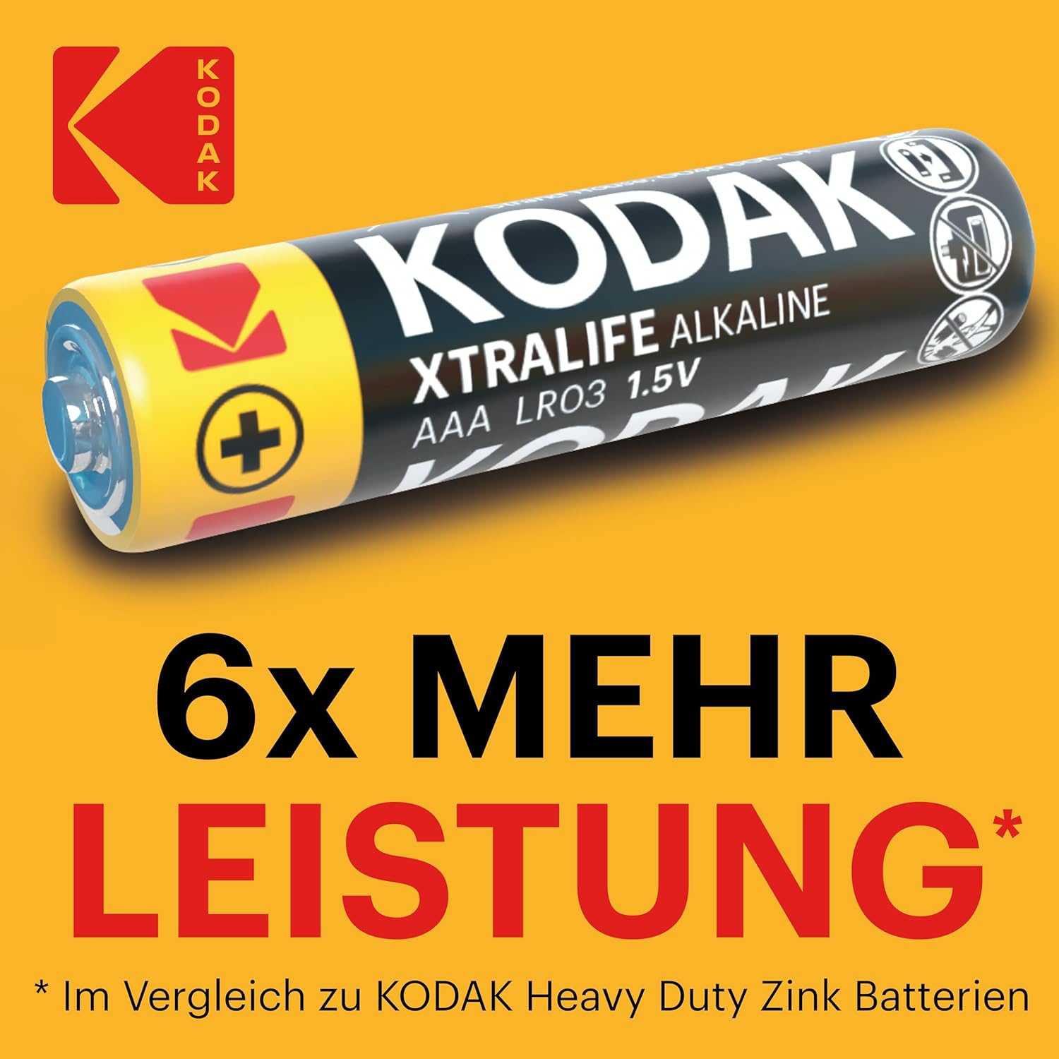Kodak Xtralife 60er-Pack AAA-Batterien, Triple-A-Batteriepack, LR03 Alkaline 1,5 V, 10 Jahre Haltbarkeit, ideal für Geräte mit hohem Stromverbrauch, 6x mehr Leistung, kunststofffreier Karton – Bild 7