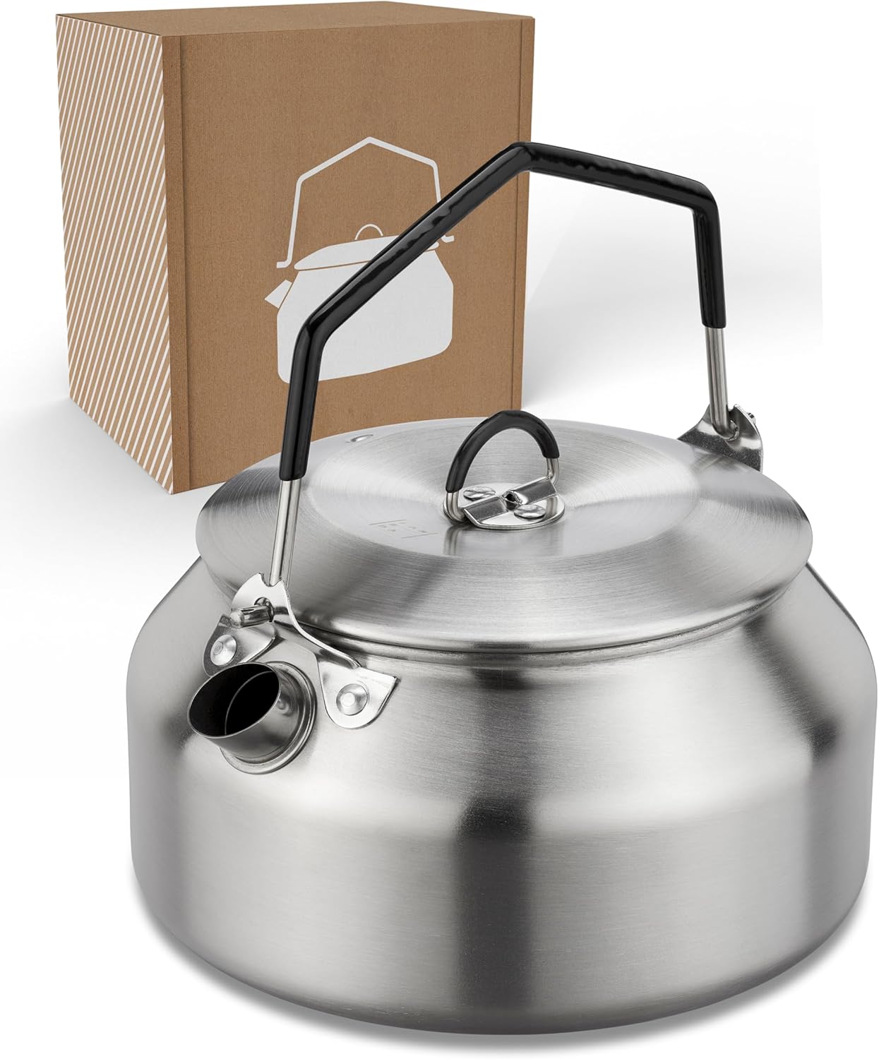 LAMBDA COFFEE GEYSIR Wasserkocher 1 Liter Edelstahl mit nur 290 g I Teekanne I Tragbarer Camping-Wasserkocher 1000 ml I Camping-Wasserkocher