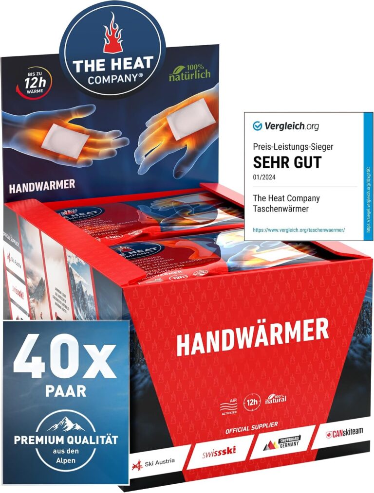 Handwärmer von The Heat Company – extra warm – Taschenwärmer – 12 Stunden warme Hände – gebrauchsfertig – luftaktiviert – völlig natürlich – 10 oder 40 Paar