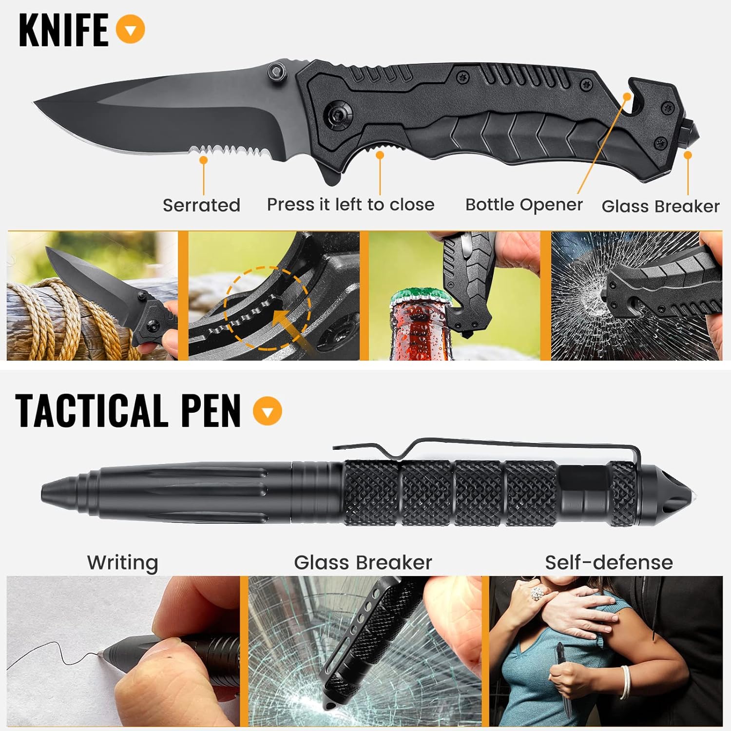 Survival-Kit, Notfall-Überlebensausrüstung mit Camping-Zubehör, Survival-Outdoor-Ausrüstung mit Fackel-Feuerstein für Camping, Abenteuer, Wandern, personalisierte Geschenke für Vater, Männer, Papa – Bild 3