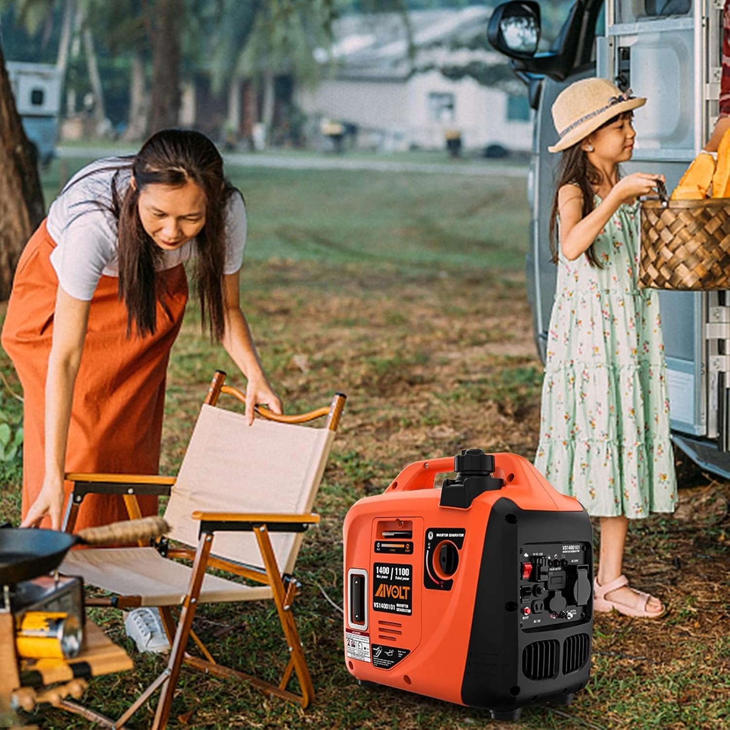 AIVOLT Inverter Stromerzeuger 1400 Watt Stromerzeuger Notstromaggregat Benzin Leise Generator für Camping, Festivals und Heimgebrauch mit 2 USB, 12V DC Steckdosen und 230V Steckdosen – Bild 8