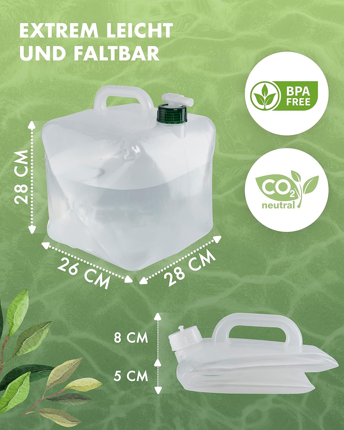 NATURBUMMLER faltbarer Wasserkanister (4er-Set, 10 L) auslaufsicher & robust – BPA-freier Faltkanister für Camping, Outdoor & Notfall – Wasserbehälter mit Trinkaufsatz & Tragegriff – Bild 2