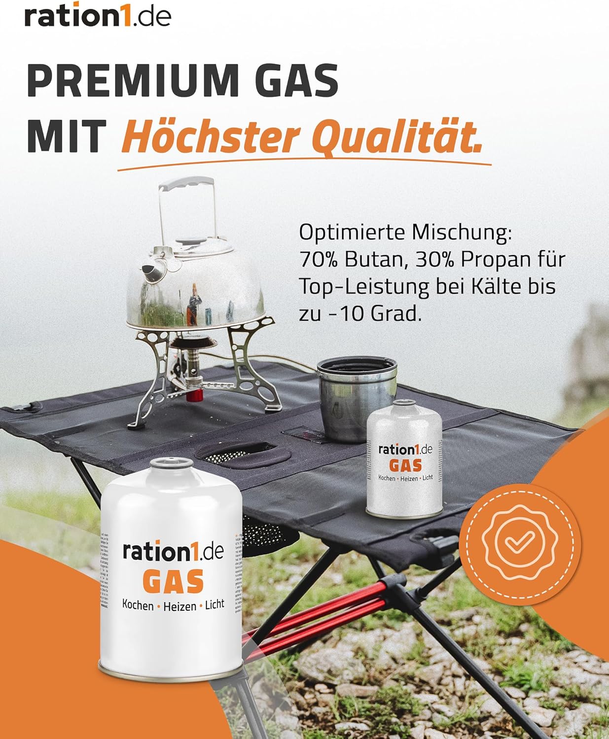 4 x Gaskartusche je 450 g, Gaskartuschen-Set von ration1, EN 417 Schraubkartusche, Ventilkartusche, Butan-Propan-Kartusche mit Gewinde für Campingkocher – Bild 6