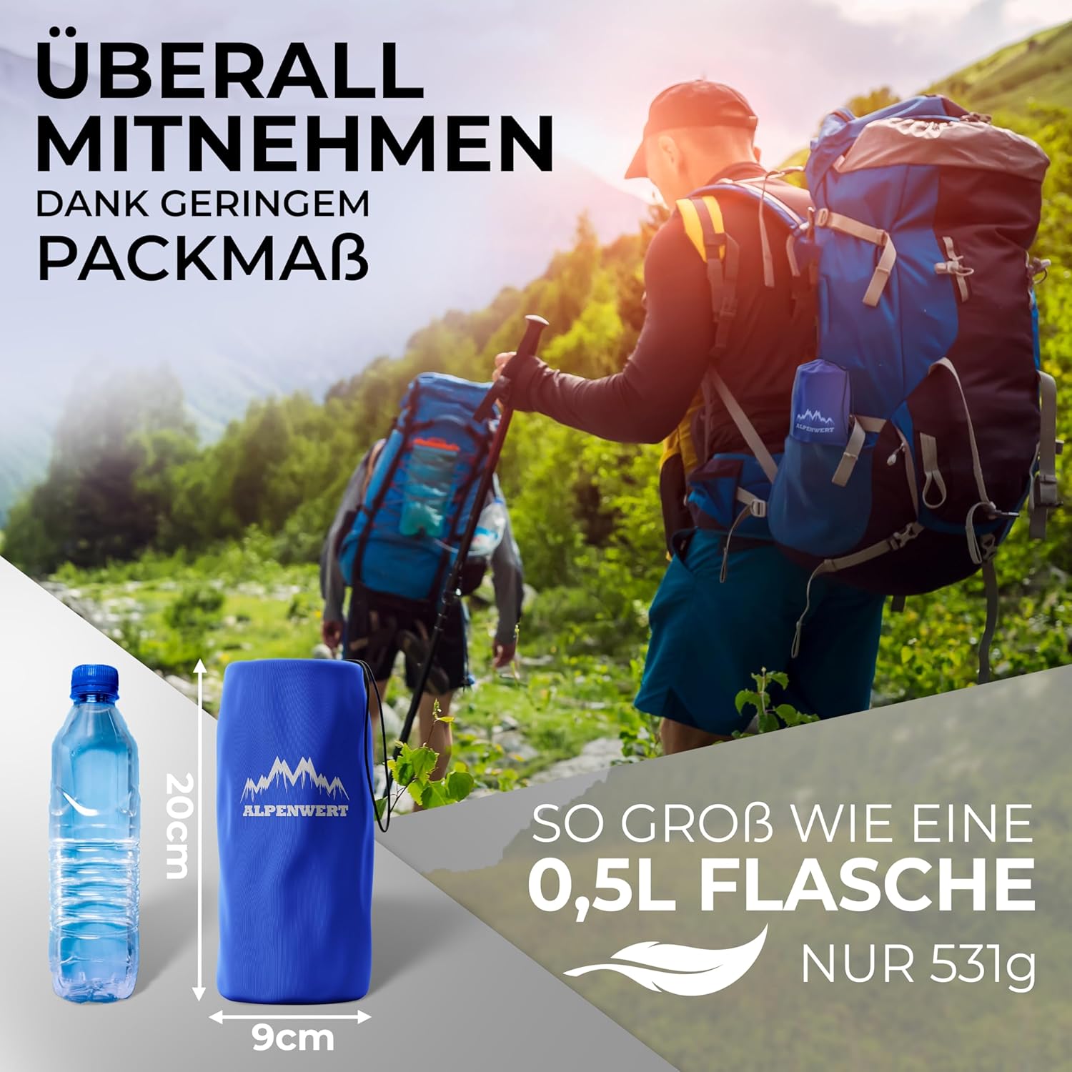 Alpenwert® Outdoor-Isomatte (kleines Packmaß & ultraleicht) Luftmatratze perfekt für Camping, Wandern, Rucksackreisen und vieles mehr – Isomatte aufblasbar – Bild 3