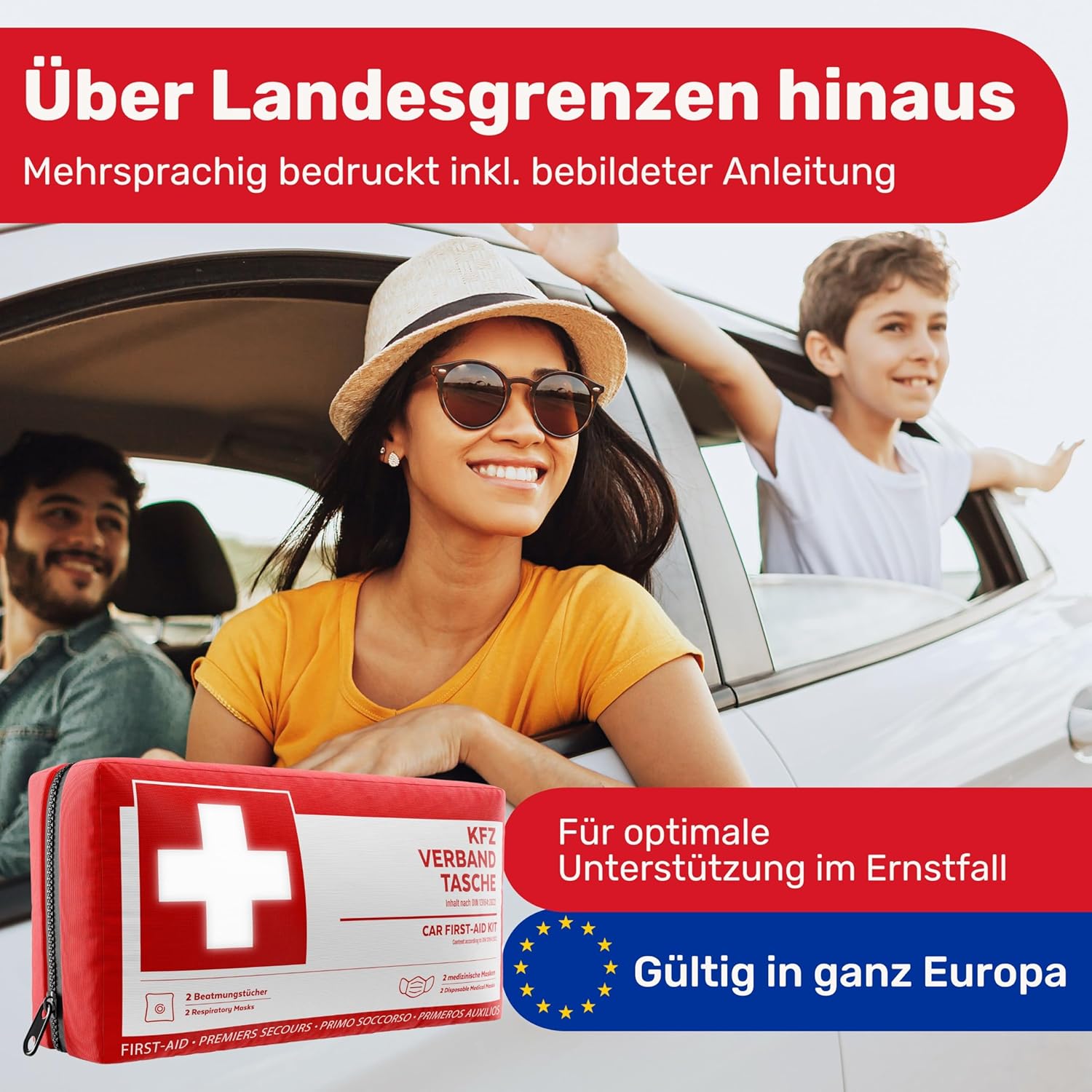 KFZ-Verbandstasche nach aktueller Norm 2026 inkl. Lüftungstücher – KFZ-Verbandkasten europaweit einsetzbar – Verbandskasten DIN 13164:2022 (StVO konform) – Bild 7
