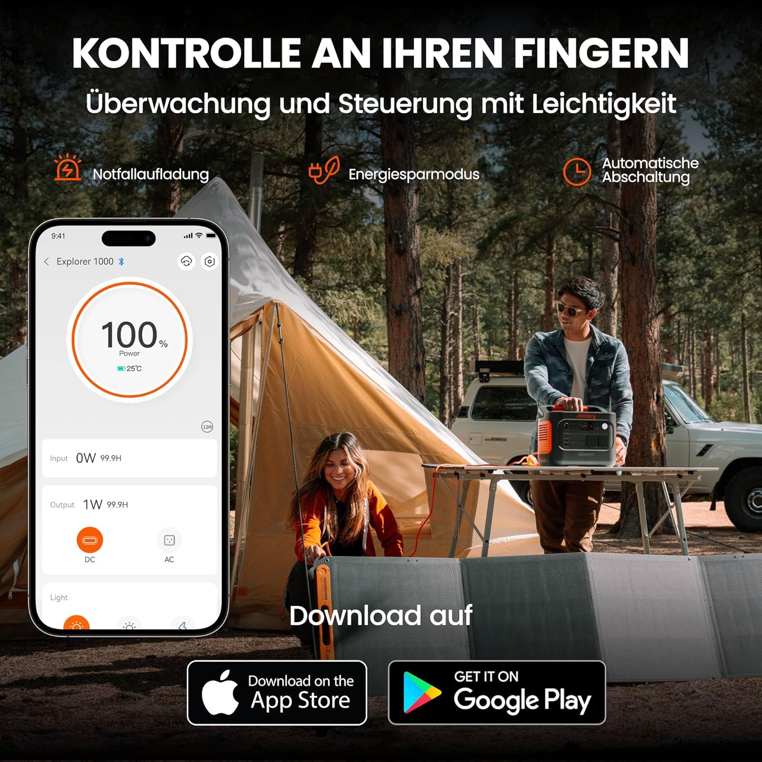 Jackery Solargenerator 1000 v2 mit 100 W Solarpanel, 1070 Wh LiFePO4 tragbares Kraftwerk, 1500 W AC/100 W USB-C-Ausgang, 1 Stunde Schnellladung für Outdoor, netzunabhängig, Wohnmobil, Notfall – Bild 7