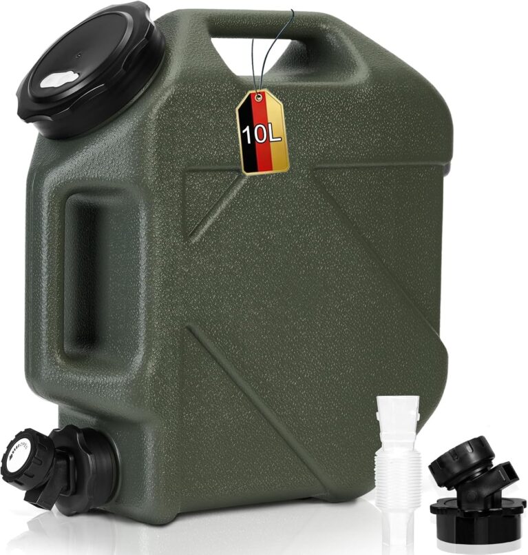 RUYI Wasserkanister mit Wasserhahn und Schraubdeckel, Camping-Wasserkanister, BPA-freier Trinkwasserkanister, tragbarer Wassertank mit Griff für Wohnwagen, Picknick, Wandern (10 l, Armeegrün)