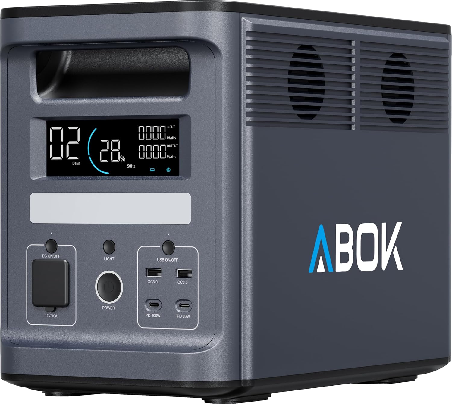 ABOK Ark2000 Tragbares Kraftwerk 1536 Wh LiFePO4, erweiterbar auf 4,6 kWh, 1,3 Stunden 0–100 % Schnellladung, 2000 W AC-Solargenerator mit USV und App-Steuerung für Camping, Notfälle, Wohnmobile und netzunabhängig
