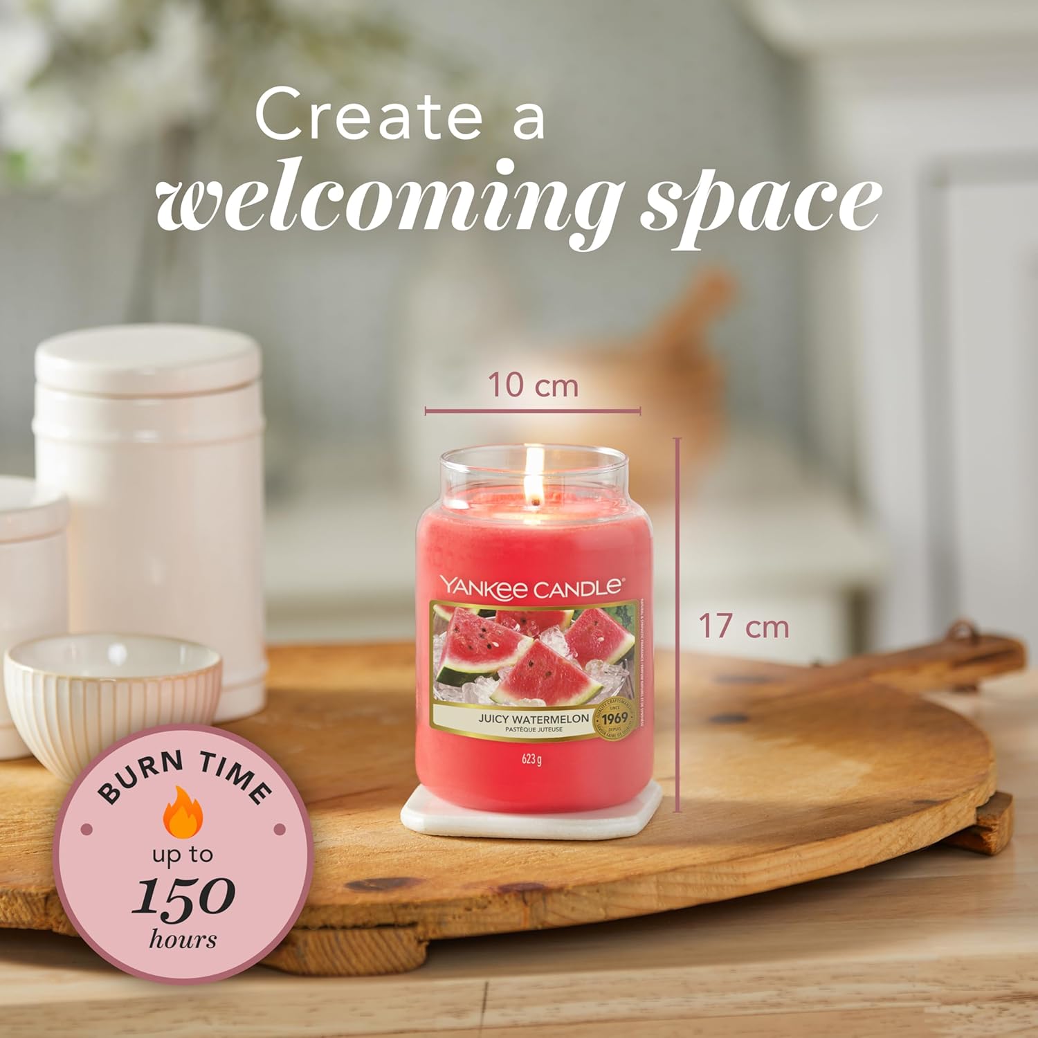 Yankee Candle Duftkerze im Glas (groß) | Saftige Wassermelone | Kerze mit langer Brenndauer bis zu 150 Stunden | Perfekte Geschenke für Frauen – Bild 5