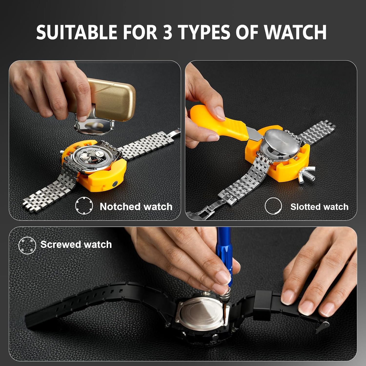 Jorest 【Neu 2025】 Uhrenwerkzeuge Set, Uhr Batteriewechsel, Uhrenarmband Kürzen Werkzeug, Uhren Reparatur, Uhrmacherwerkzeug mit Stiftausdruck, Uhrenoffner öffner, Schraubendreh – Bild 4