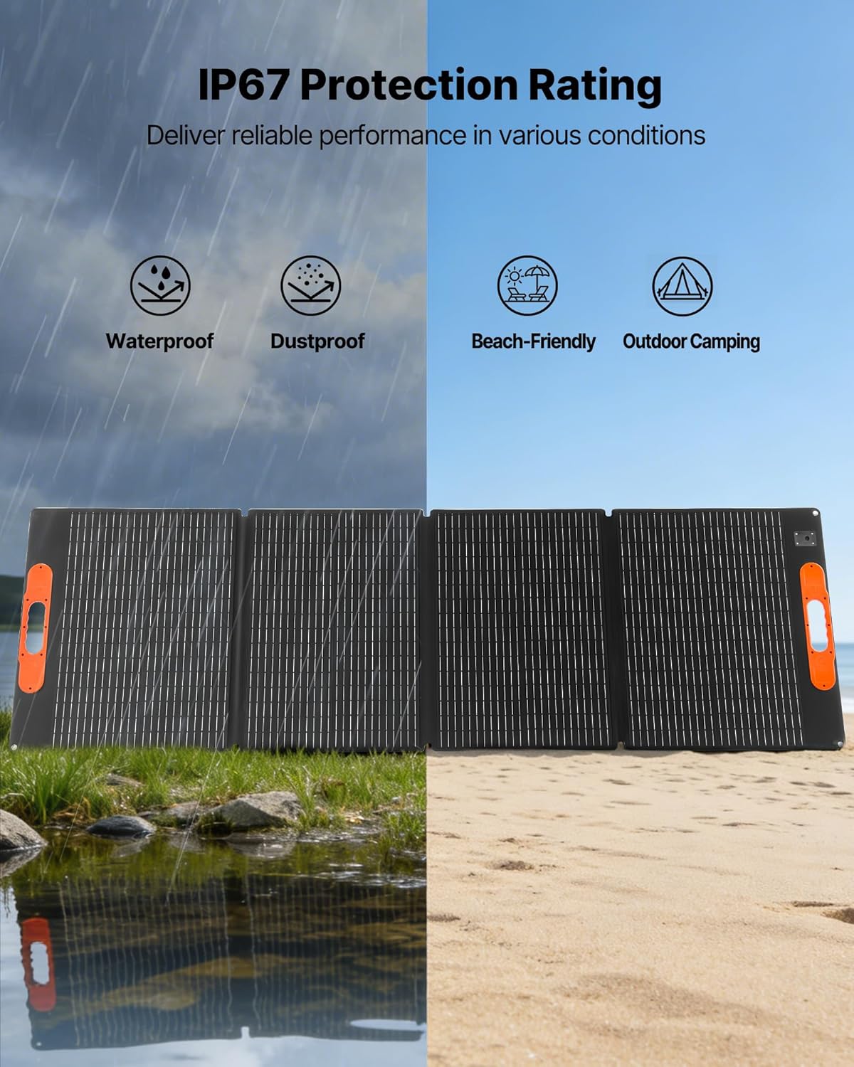 VEVOR Tragbares Kraftwerk, 2400-W-Solargenerator mit 2 faltbaren 200-W-Solarmodulen, erweiterbarer 2160-Wh-LiFePO4-Akku mit 10 Ausgängen für Notstromversorgung zu Hause, beim Camping und im Wohnmobil – Bild 5