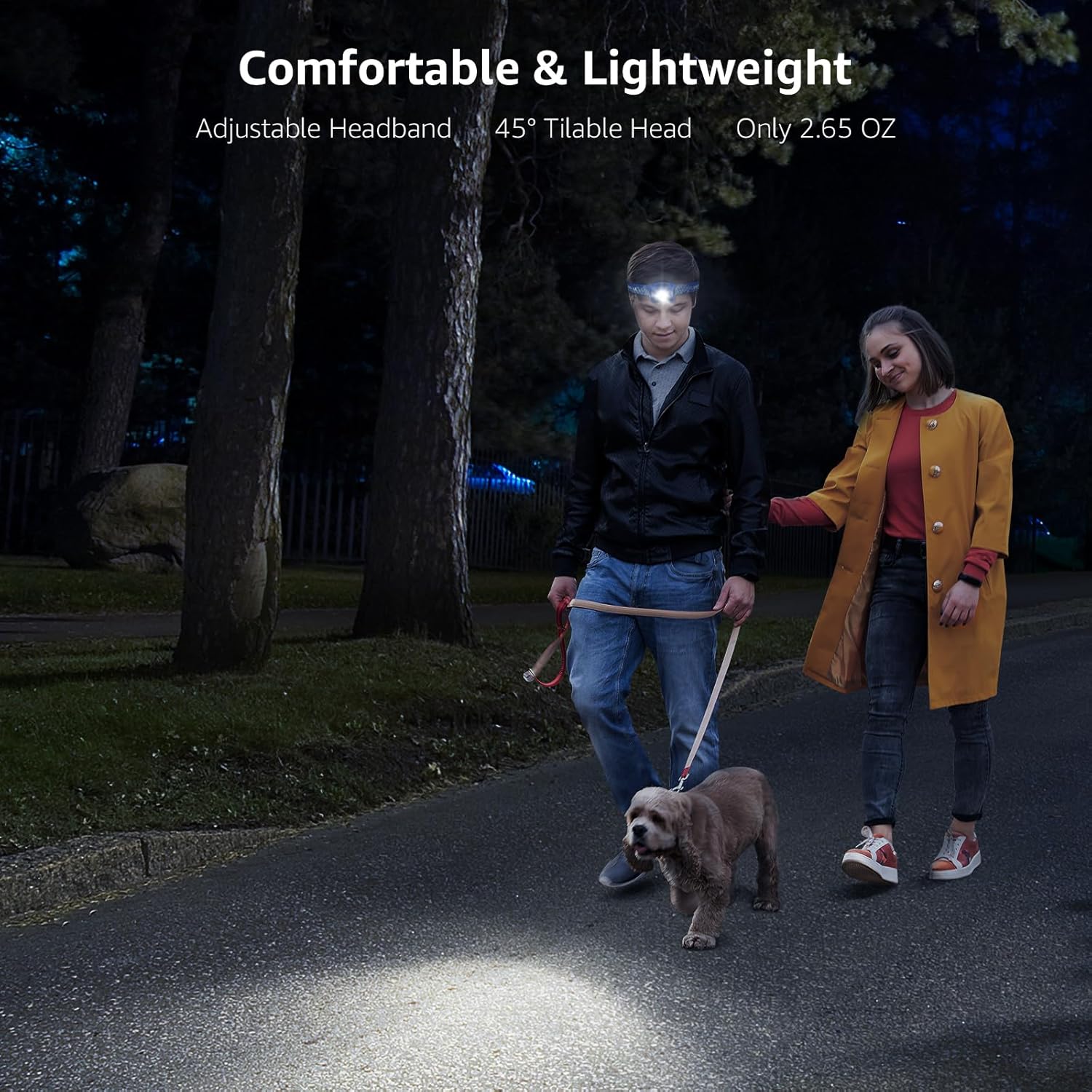 Lepro LED wiederaufladbare Stirnlampe, 2000 Lux superhelle Stirnlampe mit rotem Licht und 6 Lichtmodi, IPX4 wasserdichte Stirnlampe, ideal für Camping und Joggen, blau, 2er-Pack (inkl. USB-Kabel) – Bild 6