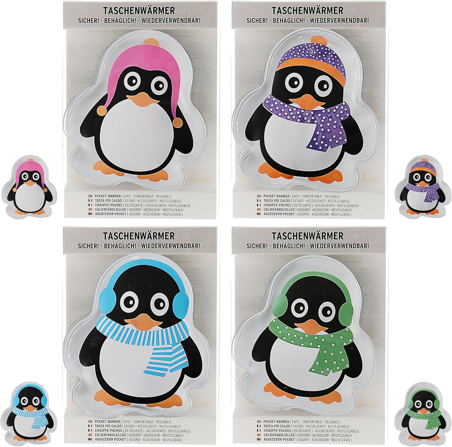 Cepewa Taschenwärmer Pinguin Tolle Handwärmer Taschen-Heizkissen 4er-Set – Bild 2