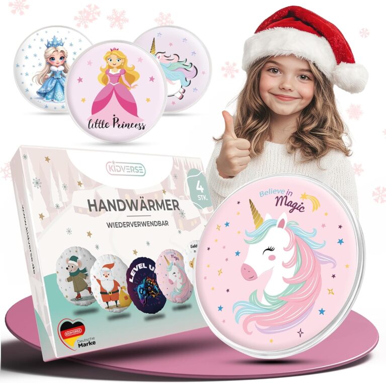 KIDVERSE Kinder Handwärmer 4er Set - Wiederverwendbare Taschenwärmer - Wohltuende Handwärmer zum Bücken - Wärmekissen Hände mit süßen Motiven - Taschenwärmer Kinder